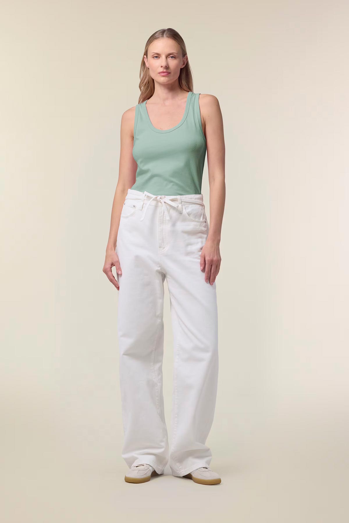 Mia Strada London Ava Organic Fitted Tank Top In Aloe