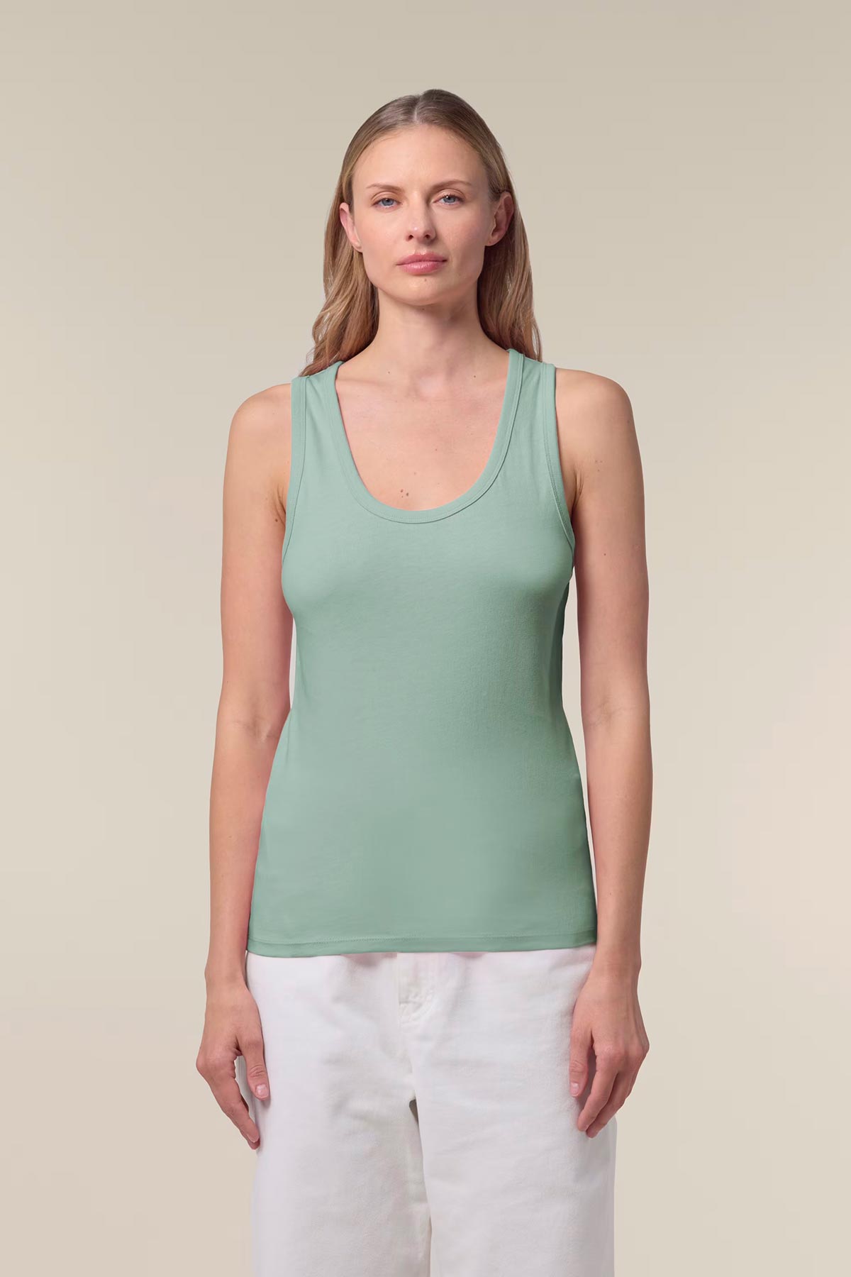 Mia Strada London Ava Organic Fitted Tank Top In Aloe