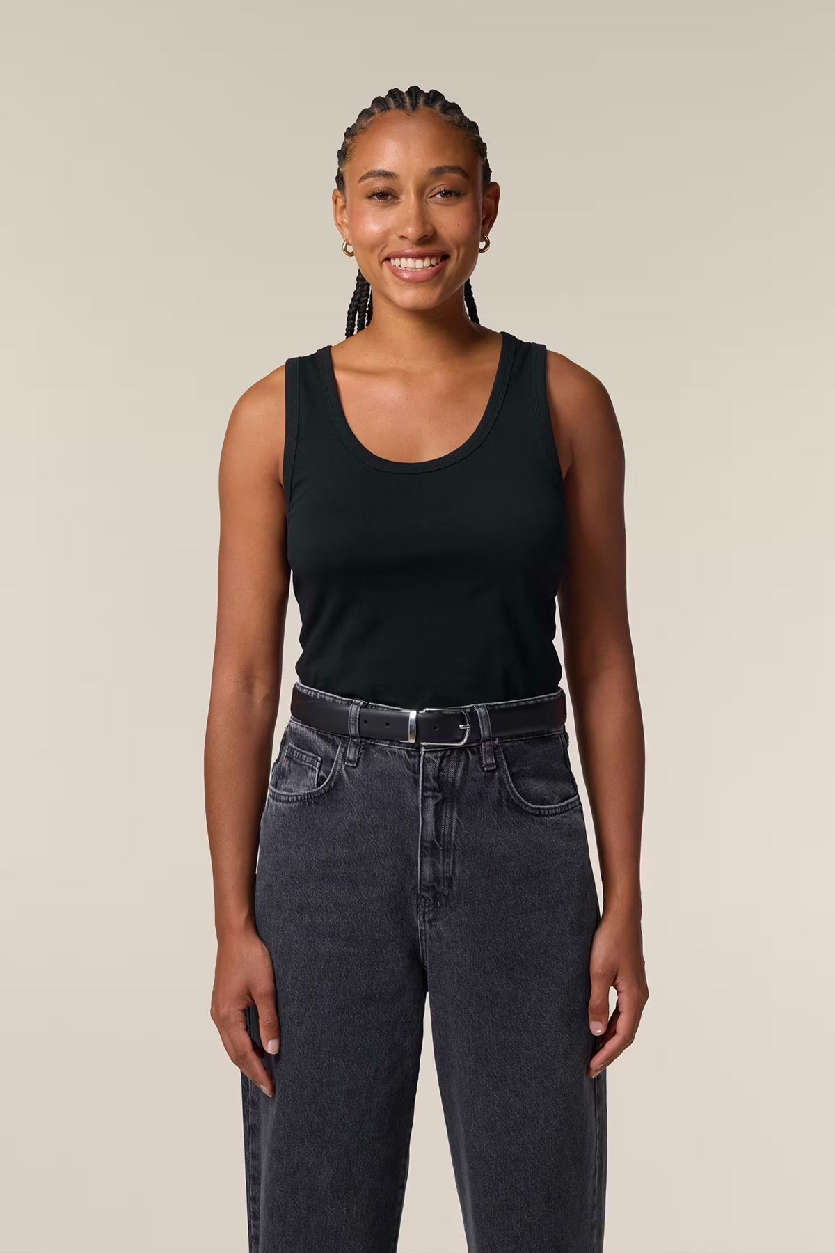Mia Strada London Ava Organic Fitted Tank Top In Black
