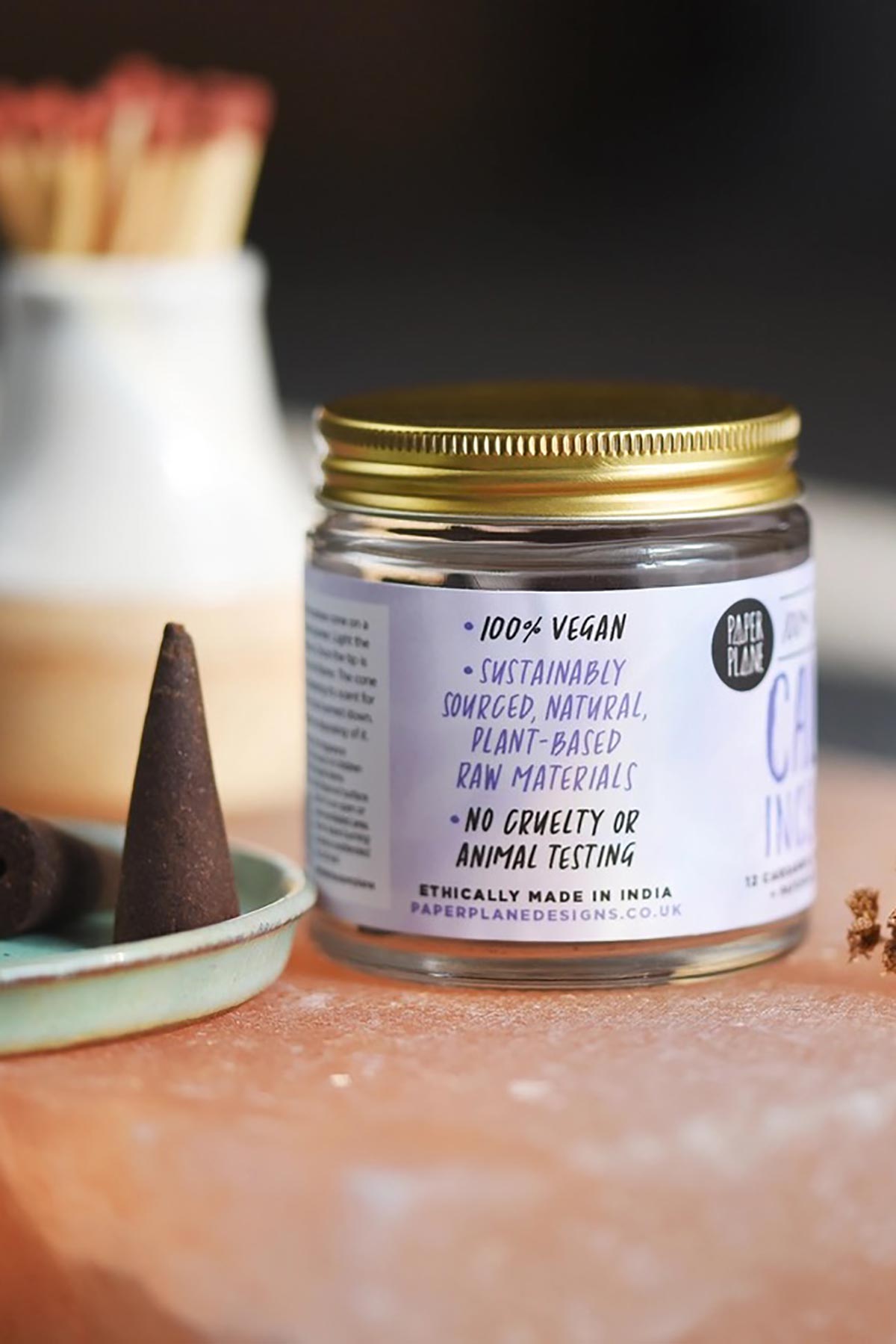 Paper Plane Calm Incense Jar Of Incense Cones | Plant Based & Vegan