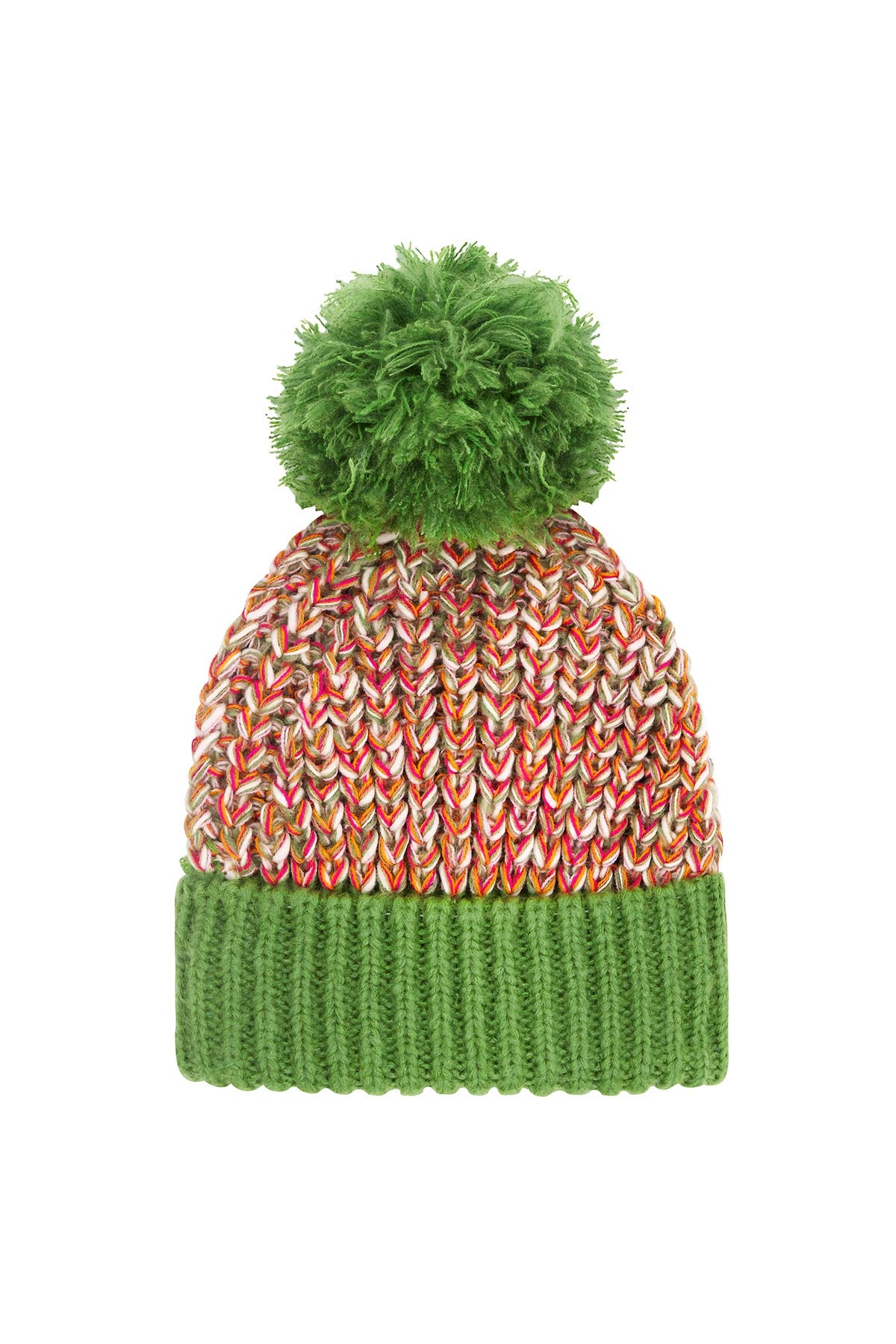 Cara & The Sky Lolly Twist Beanie Bobble Knitted Hat In Olive Green