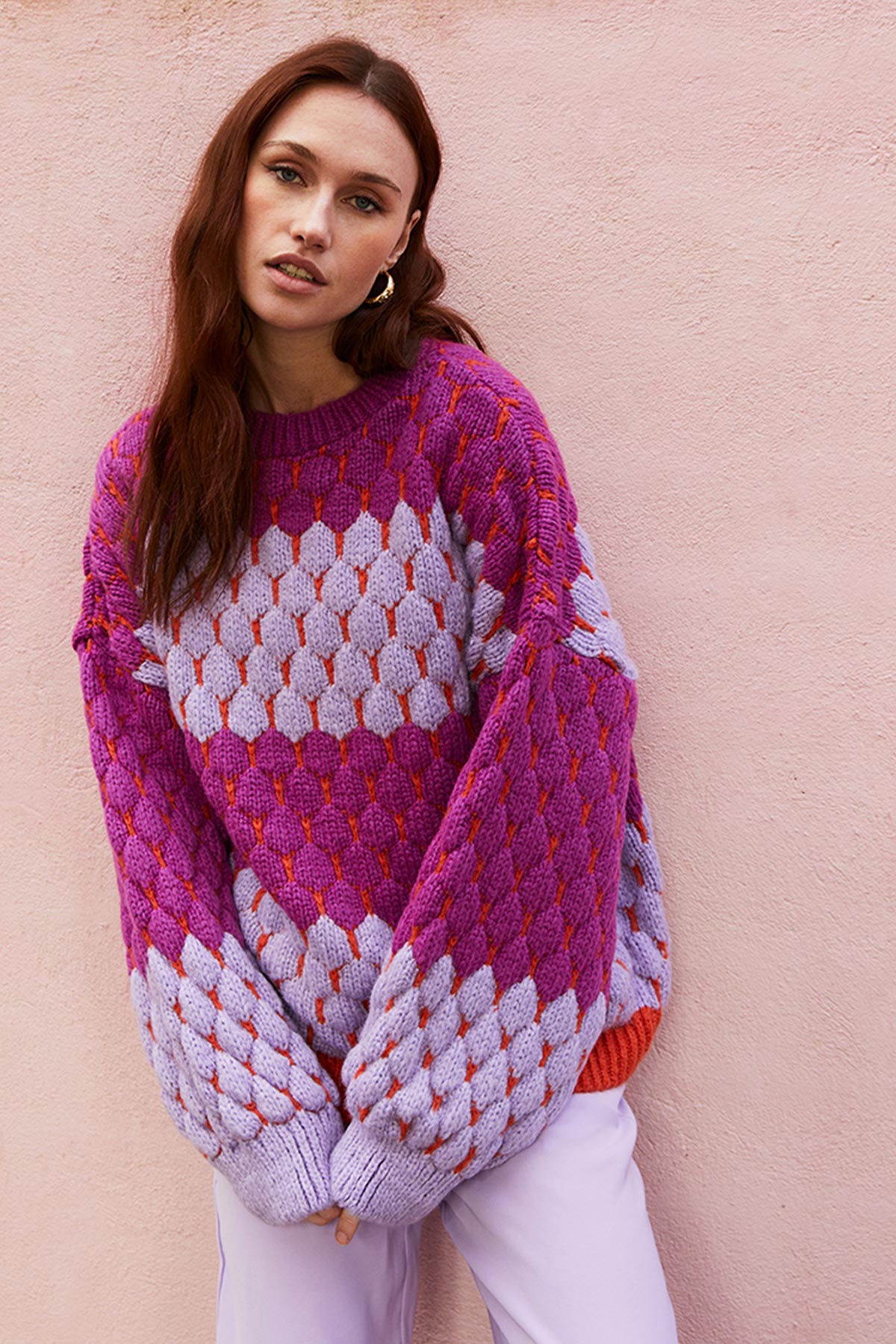 Cara & The Sky Marissa Bubble Stitch Stripe Jumper In Multi