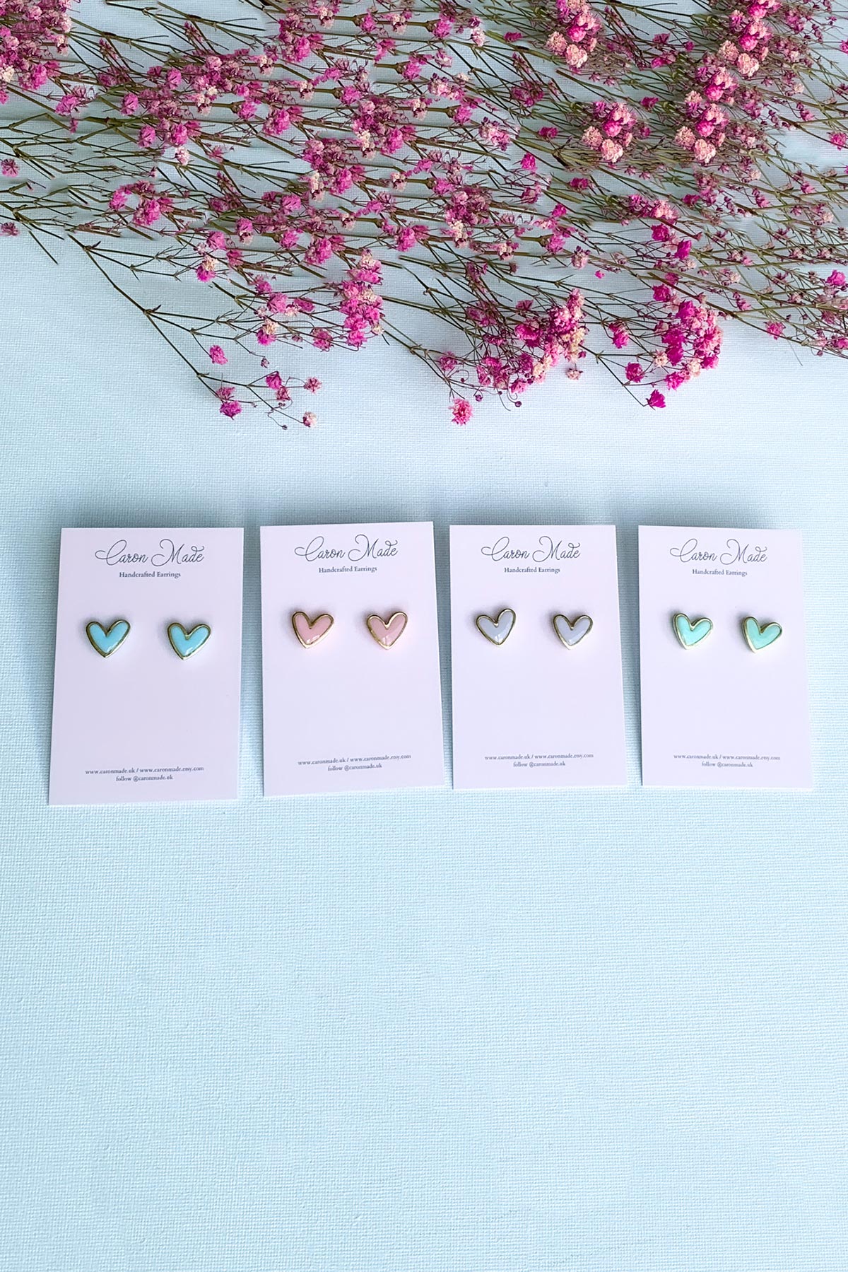 Caron Made Pastel Heart Stud Earrings Collection