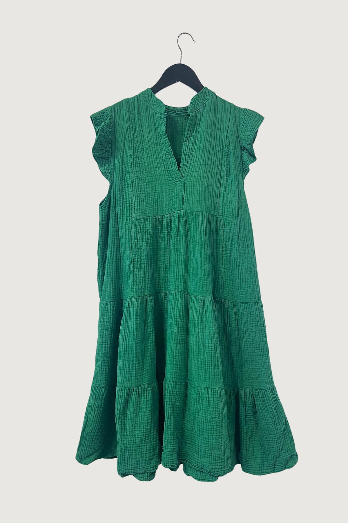 Mia Strada London Cotton Cloque Sleeveless Midi Dress In Green