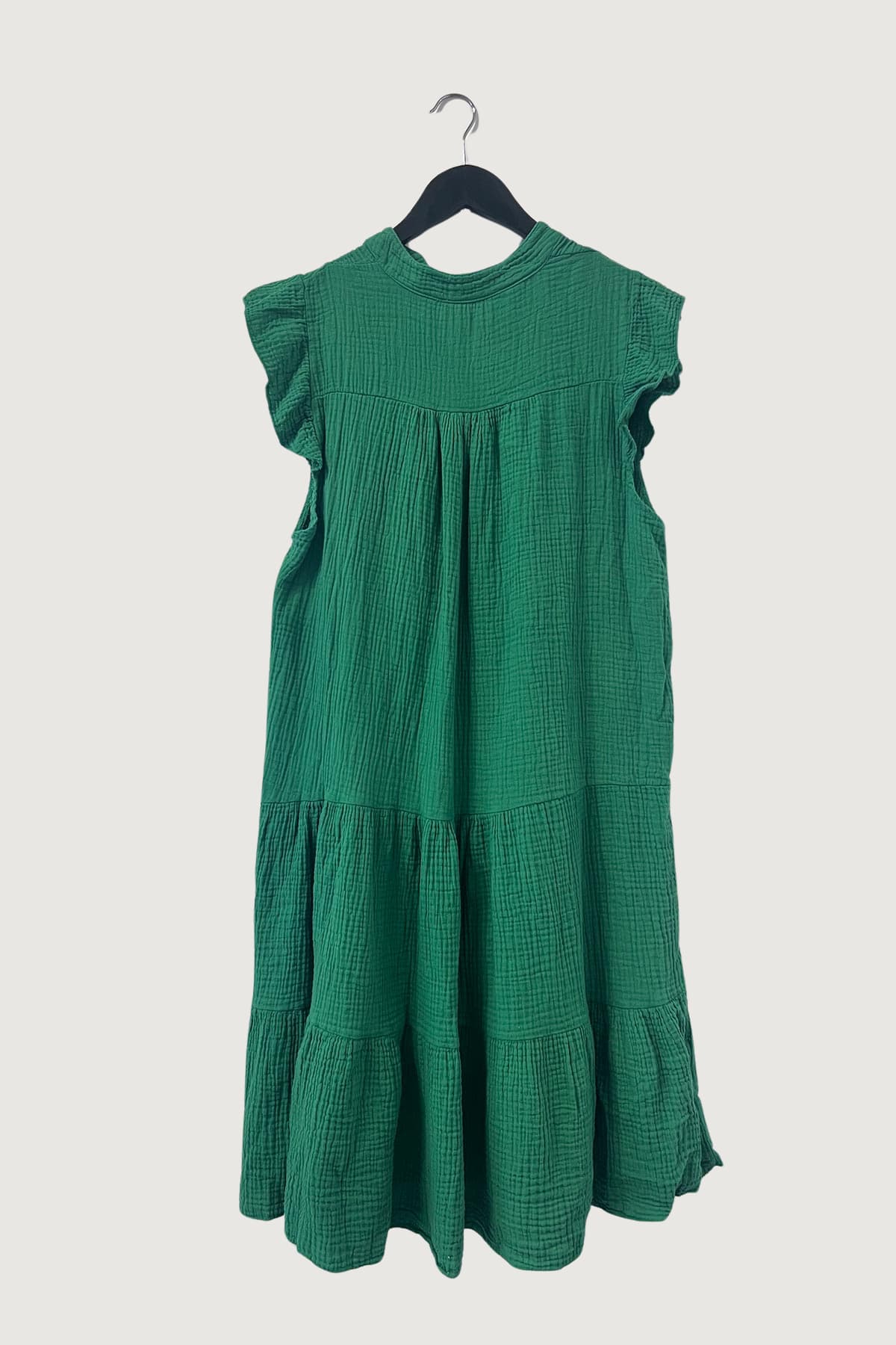 Mia Strada London Cotton Cloque Sleeveless Midi Dress In Green