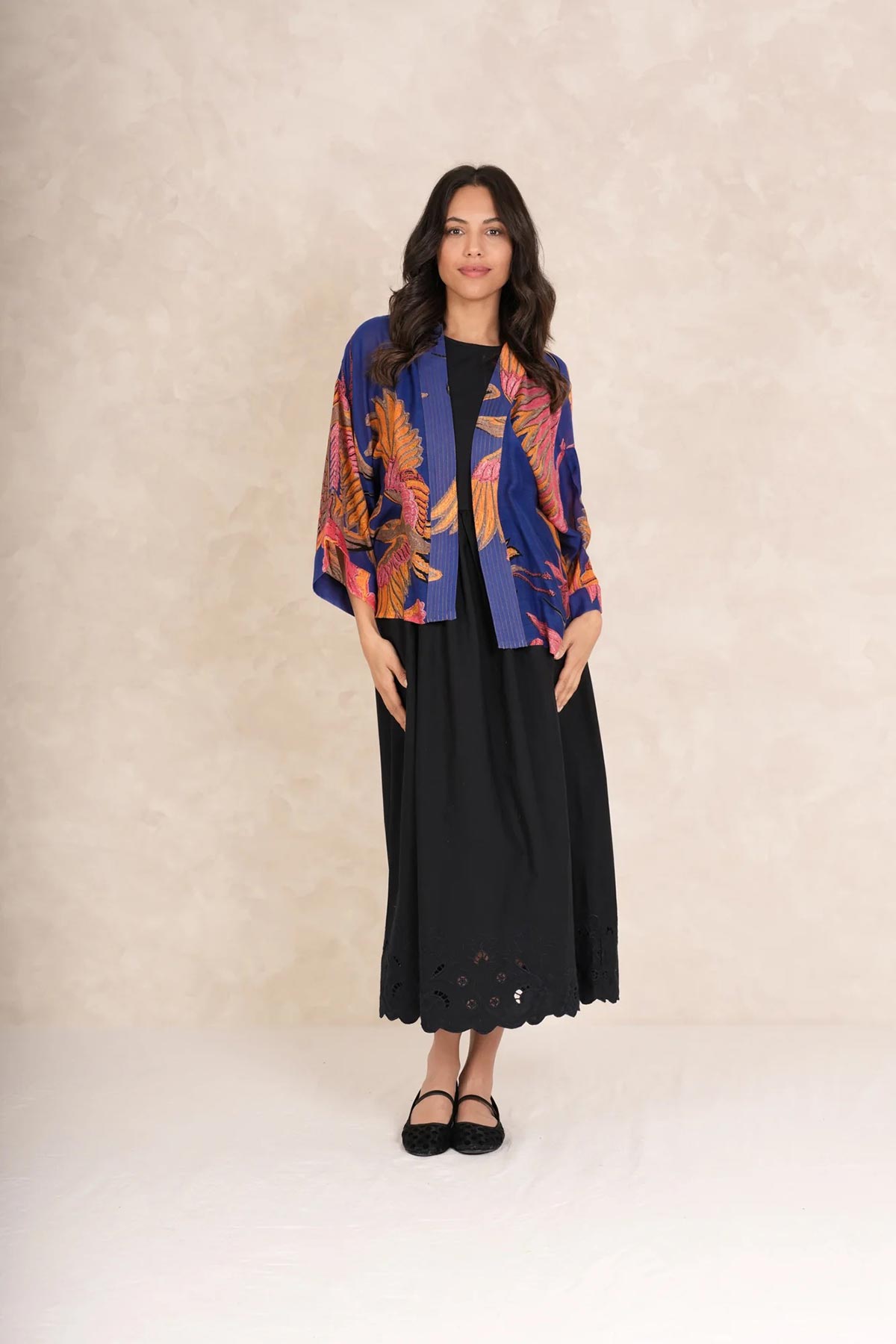 One Hundred Stars Crane Cobalt Kimono