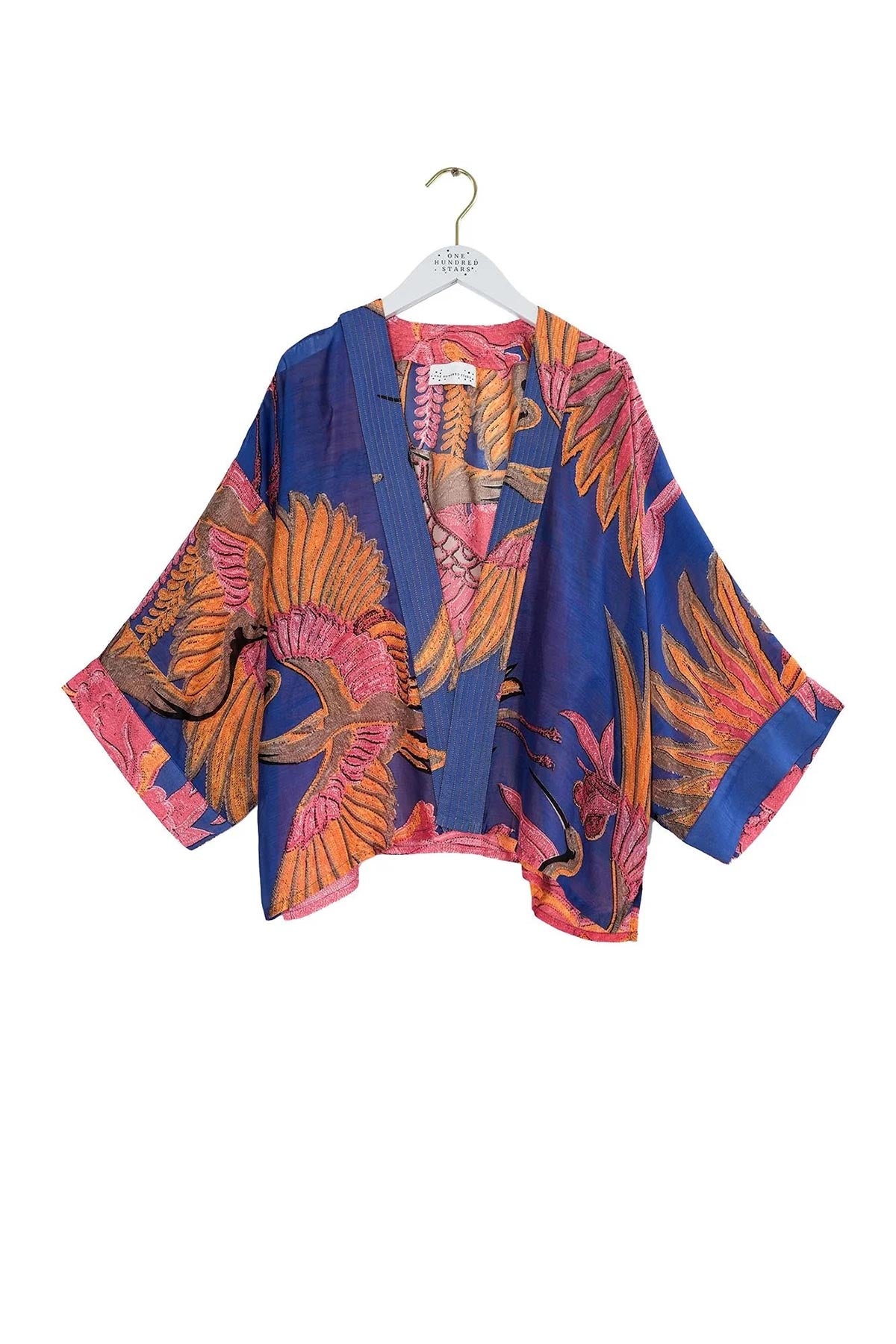 One Hundred Stars Crane Cobalt Kimono