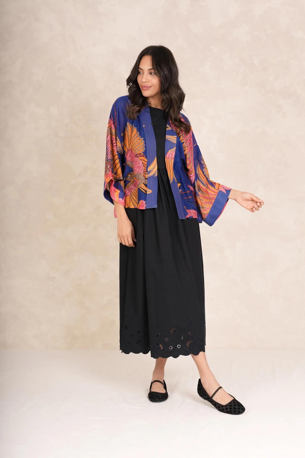 One Hundred Stars Crane Cobalt Kimono