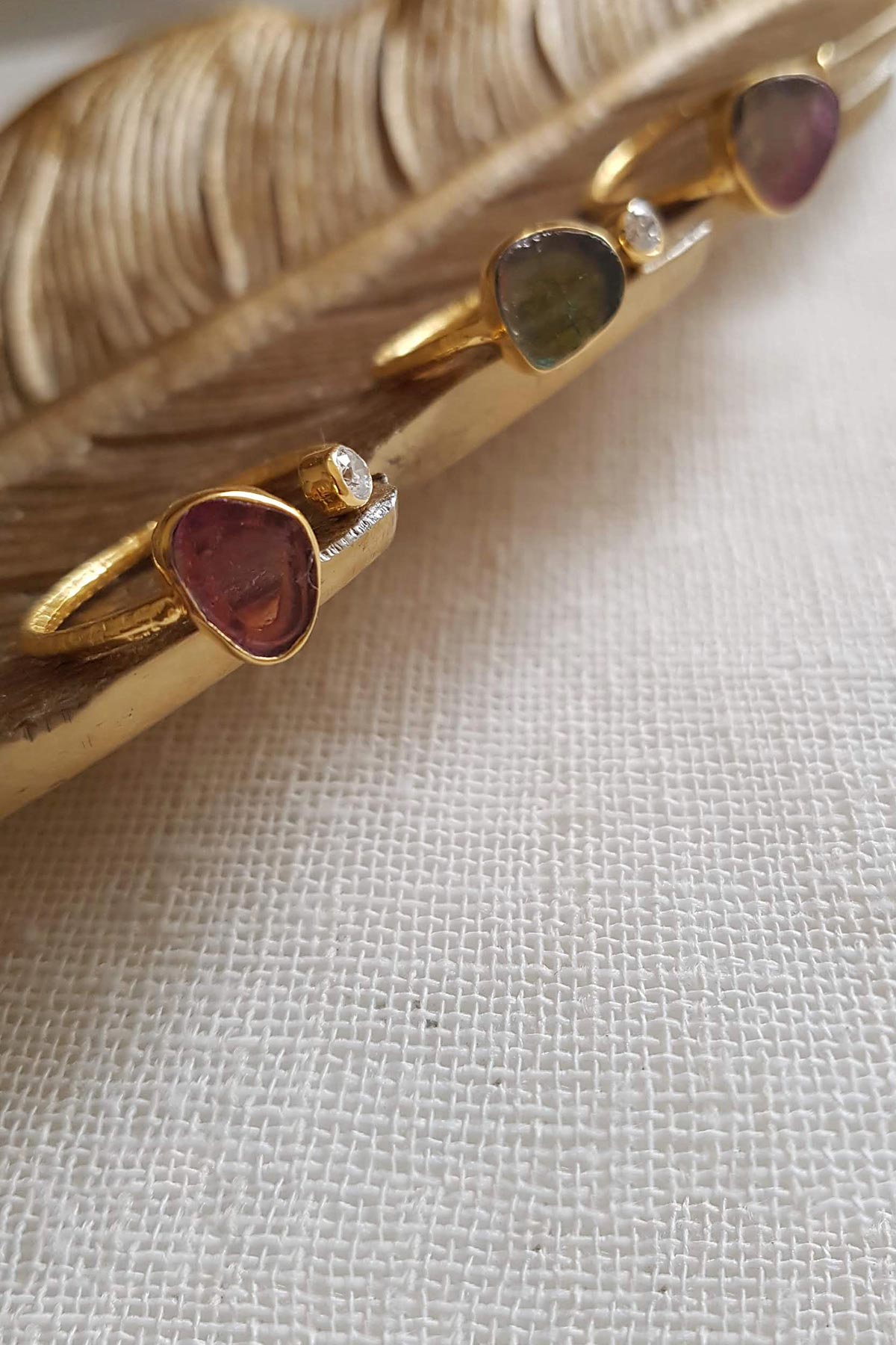 Ginandger Deva Adjustable Ring Melon Tourmaline