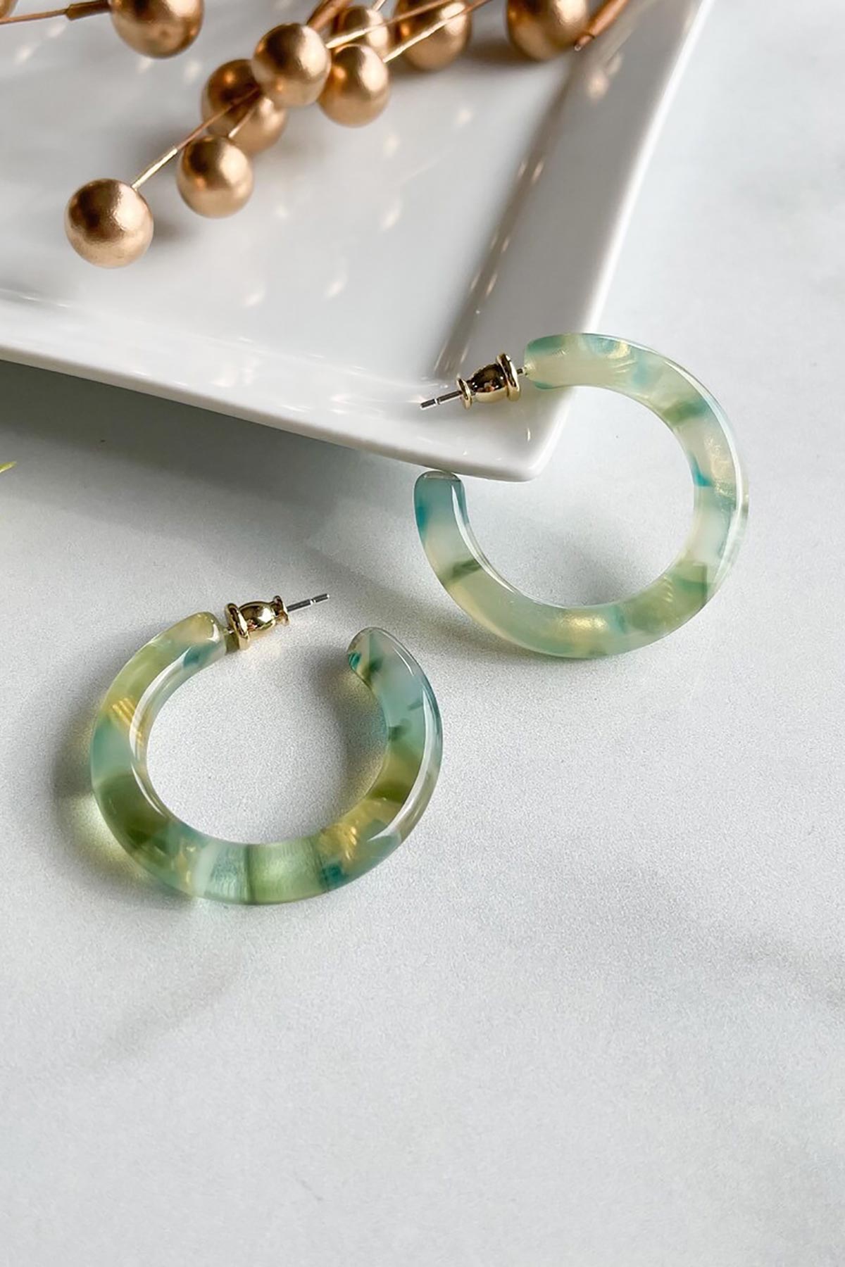 Fenna & Fei Small Acetate Hoops In Dew Drop