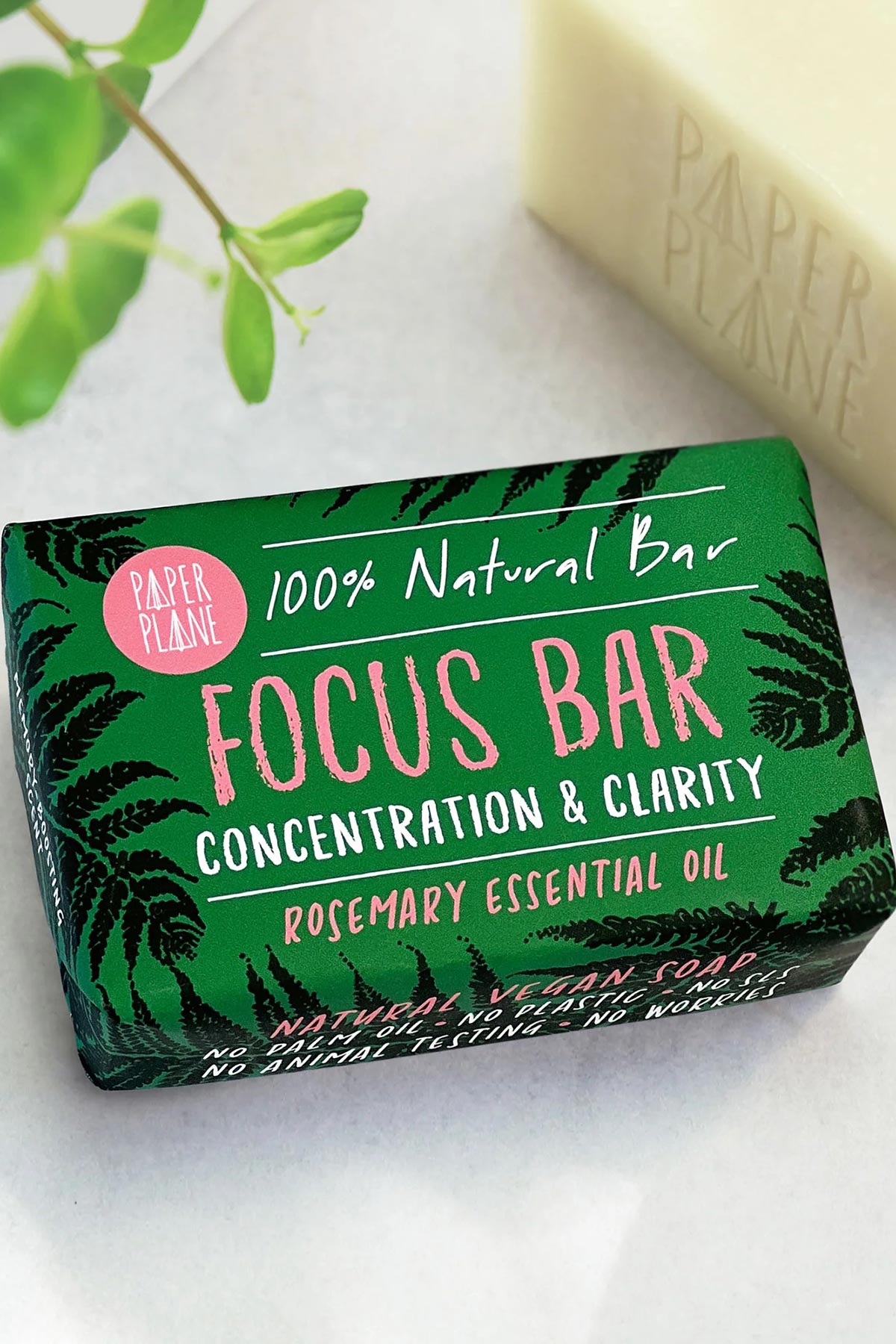 Paper Plane Focus Bar 100% Natural Vegan Rosemary Soap