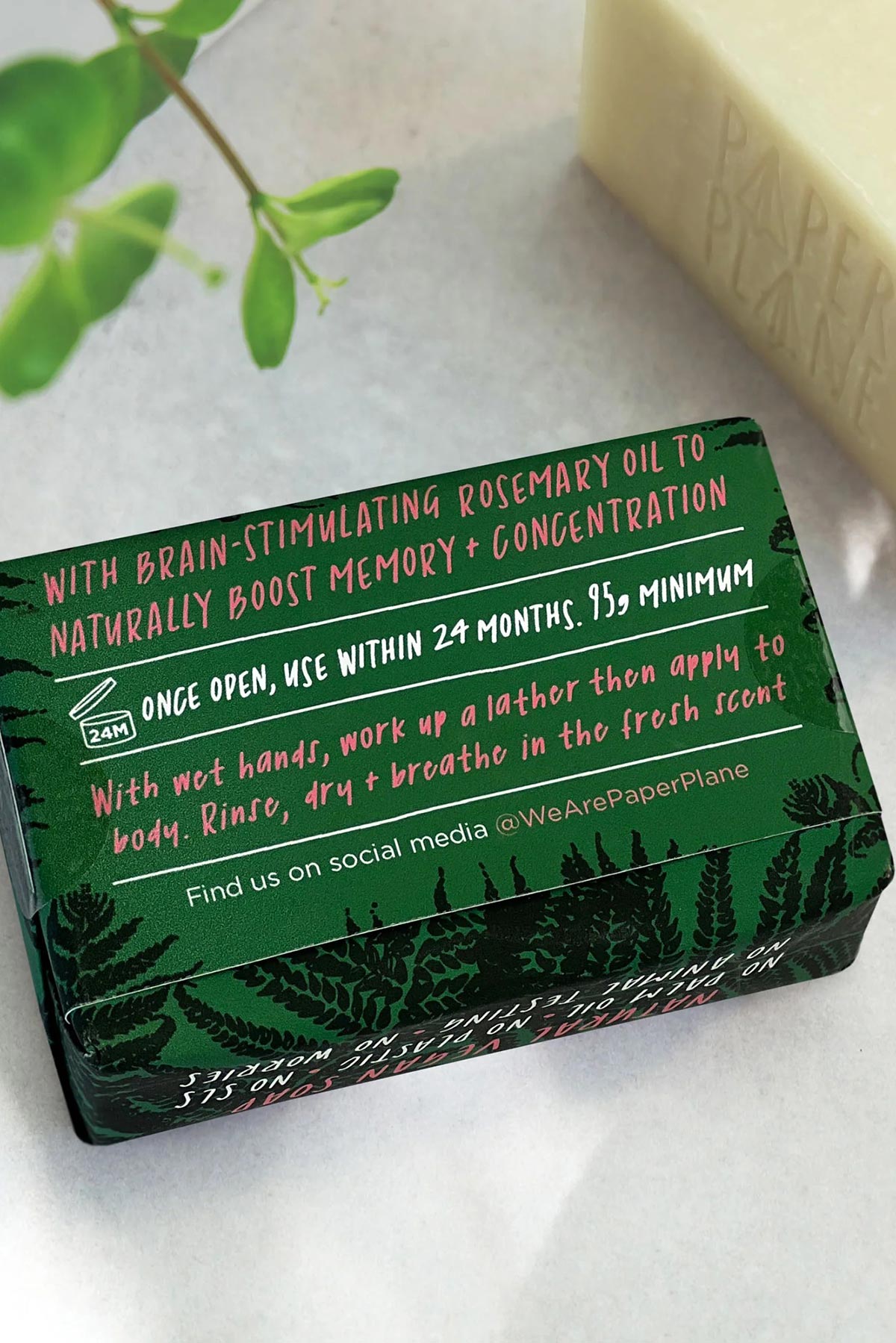 Paper Plane Focus Bar 100% Natural Vegan Rosemary Soap