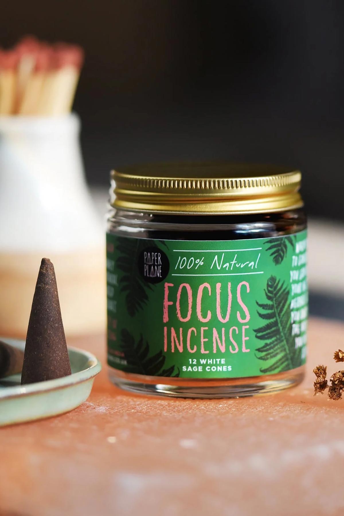 Paper Plane Focus Incense Jar Of Incense Cones | Plant Based & Vegan