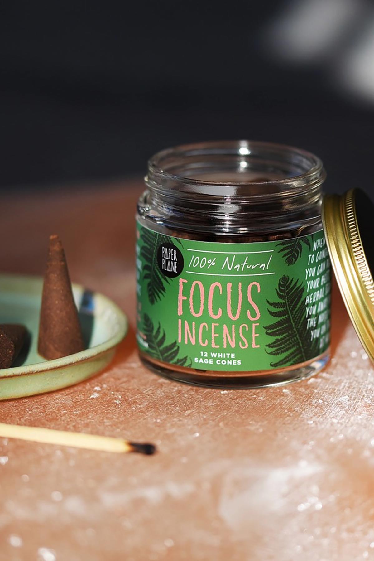 Paper Plane Focus Incense Jar Of Incense Cones | Plant Based & Vegan