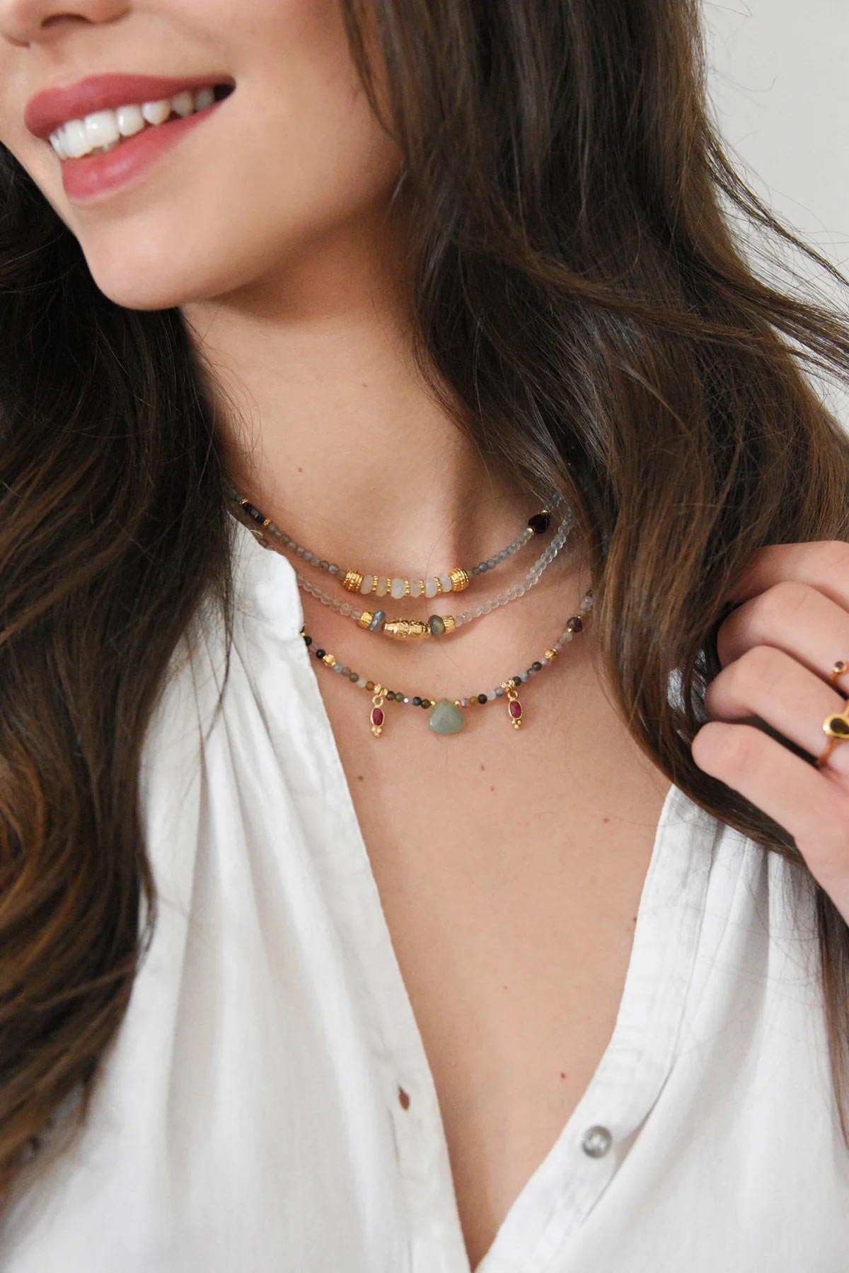 Ginandger Radha Tourmaline Aventurine Garnet Indian Ruby Necklace