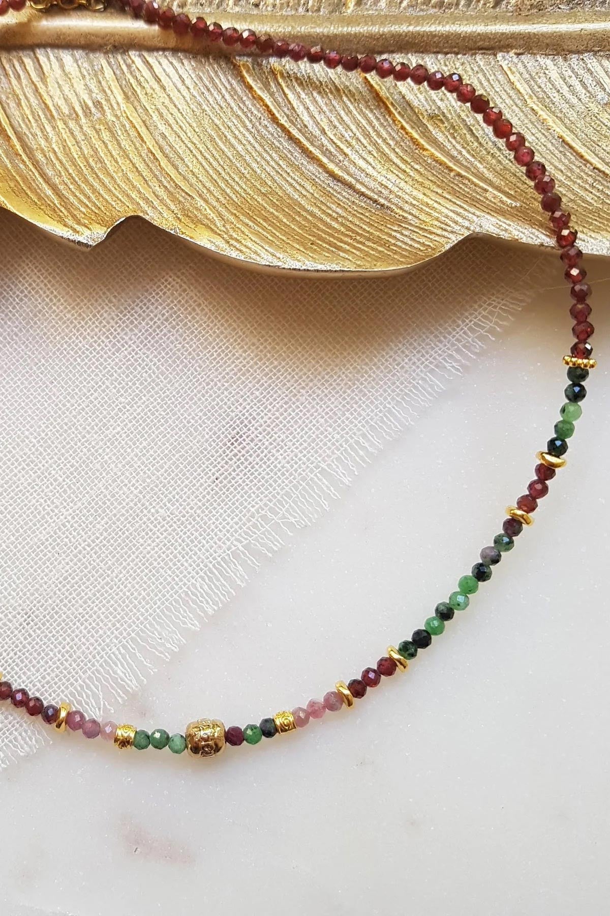 Ginandger Talia Garnet Ruby Zoisite Necklace
