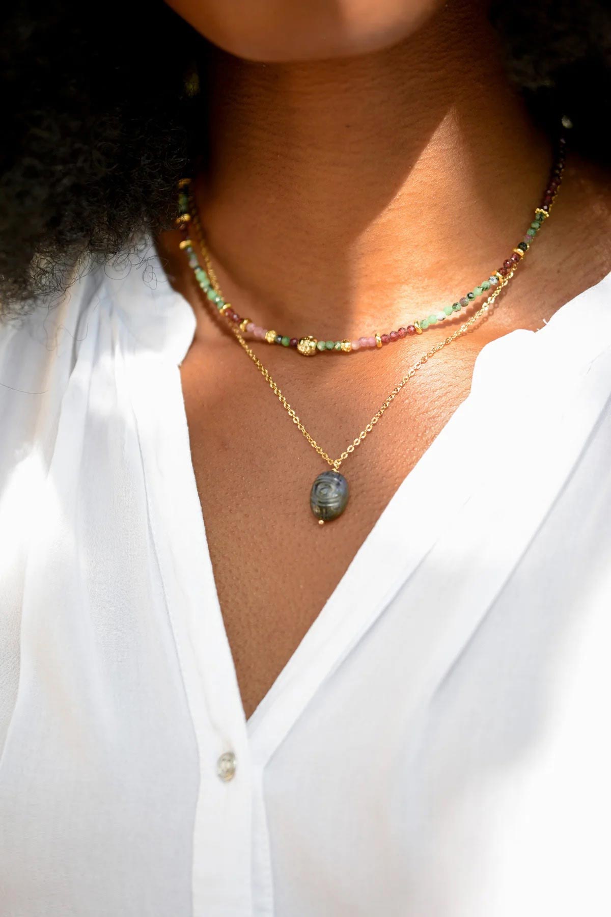 Ginandger Talia Garnet Ruby Zoisite Necklace