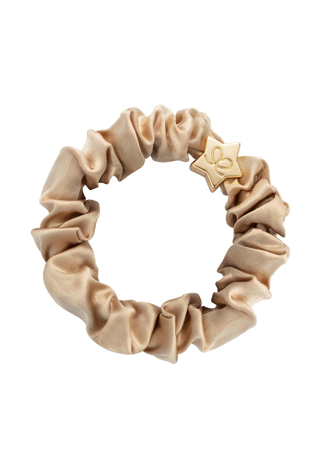 by Eloise Gold Star Silk Scrunchie In Sand