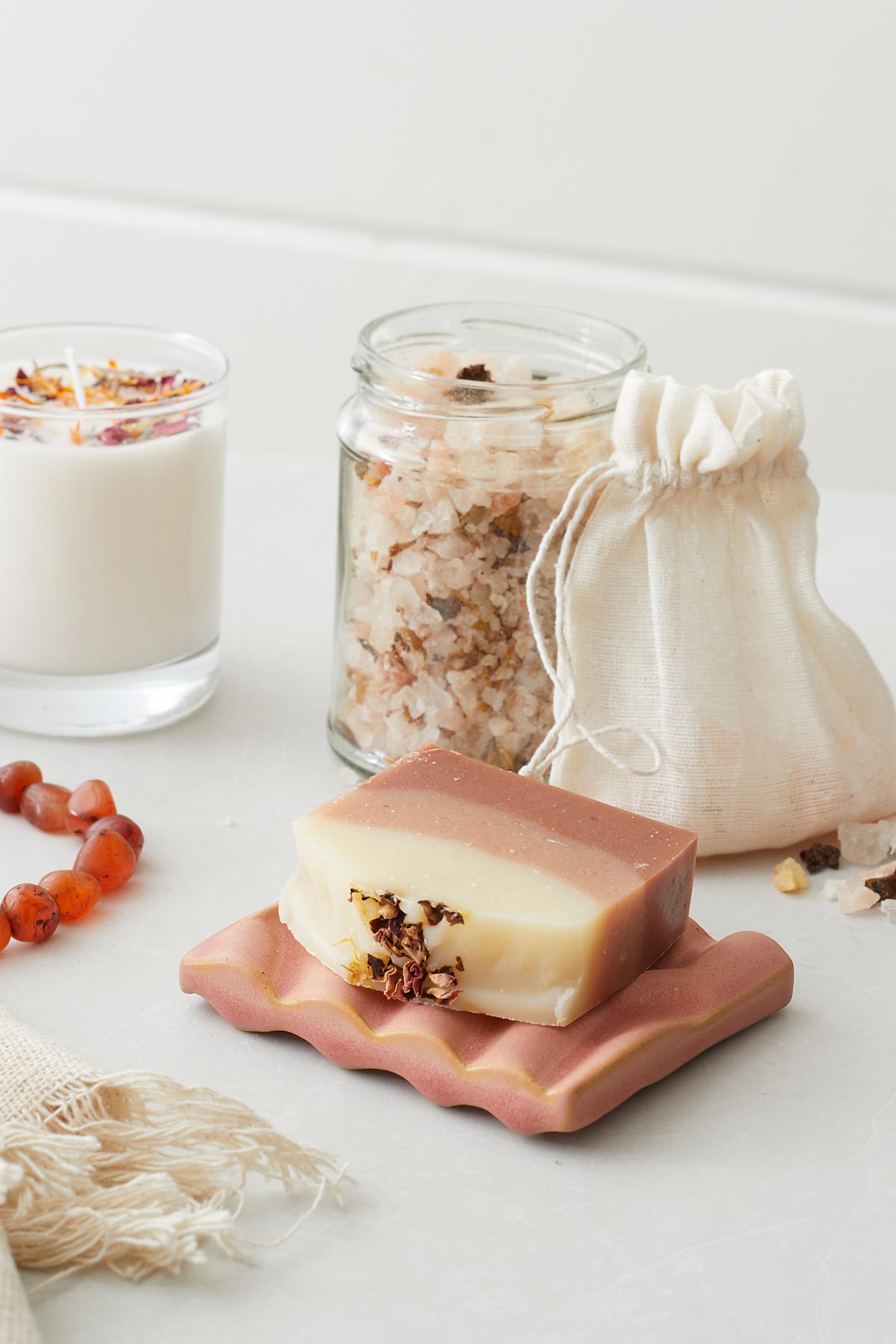 Auraque Handcrafted Rose Geranium Patchouli Kaolin Clay Soap Bar