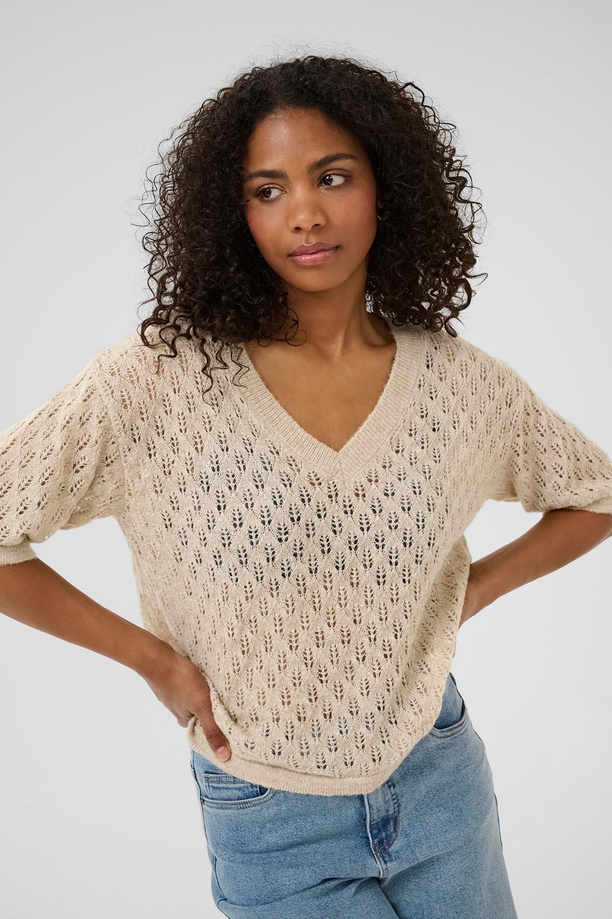 Kaffe KAlourine Pullover In Feather Gray Melange