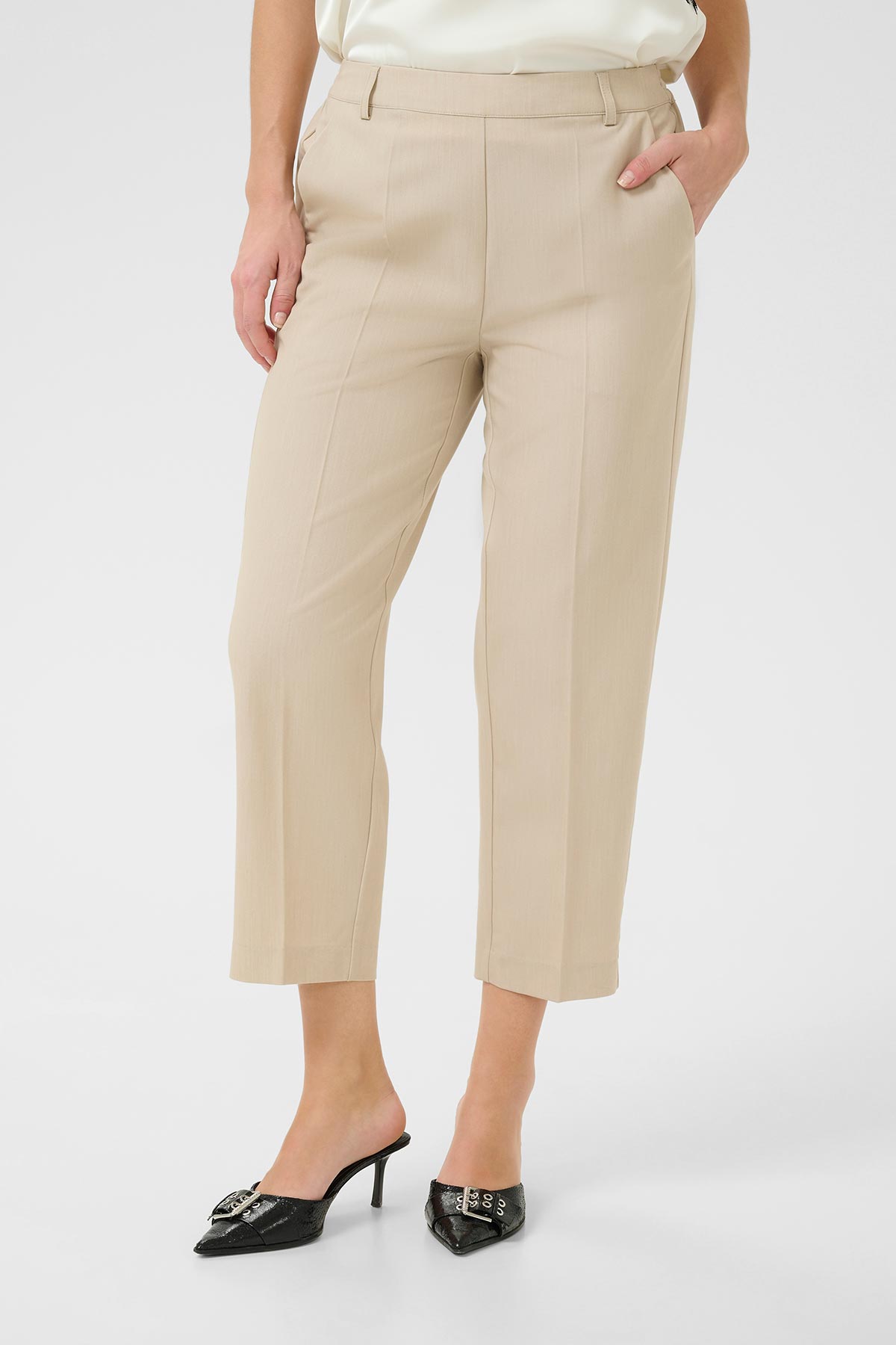 Kaffe KAsakura Trousers In Feather Gray Melange