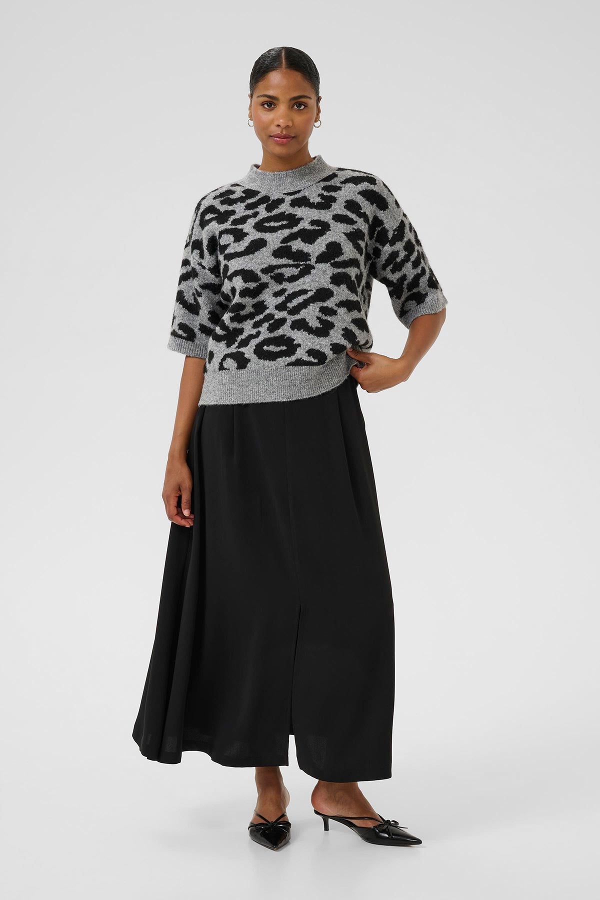 Kaffe KAsandra Pullover In Black Leopard