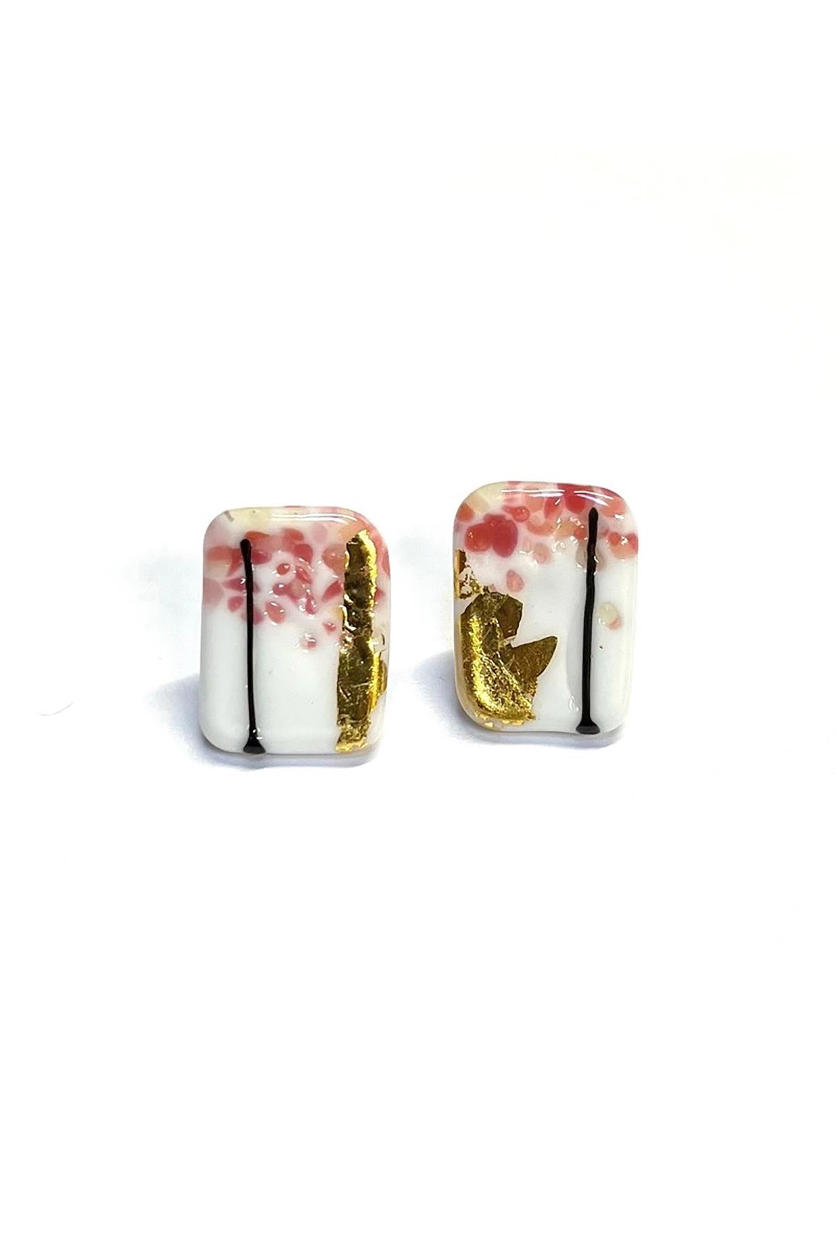 Helen Chalmers Kyoto Handmade Glass Panel Stud Earrings