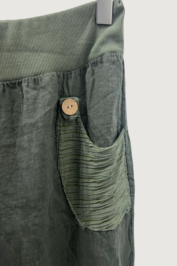 Mia Strada London Linen Summer Trousers In Khaki