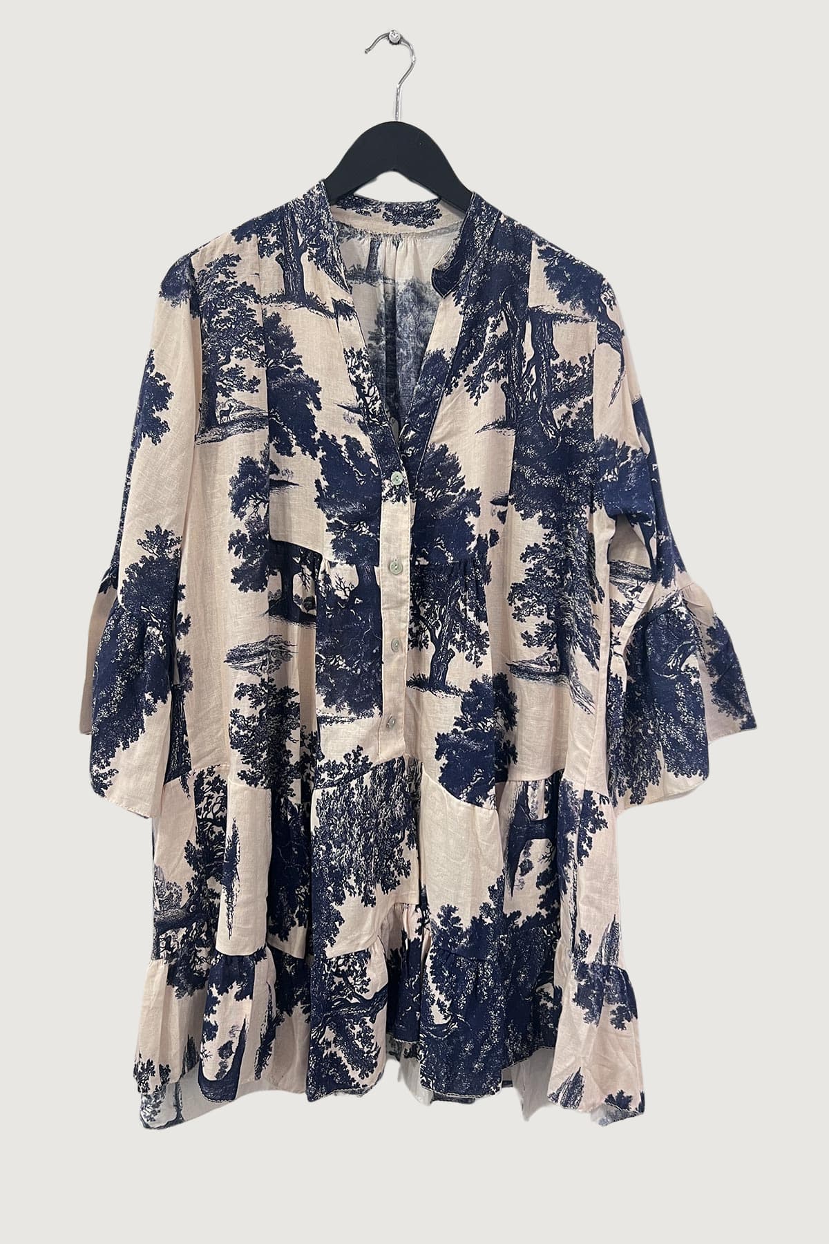 Mia Strada London Linen Tunic Dress In Navy