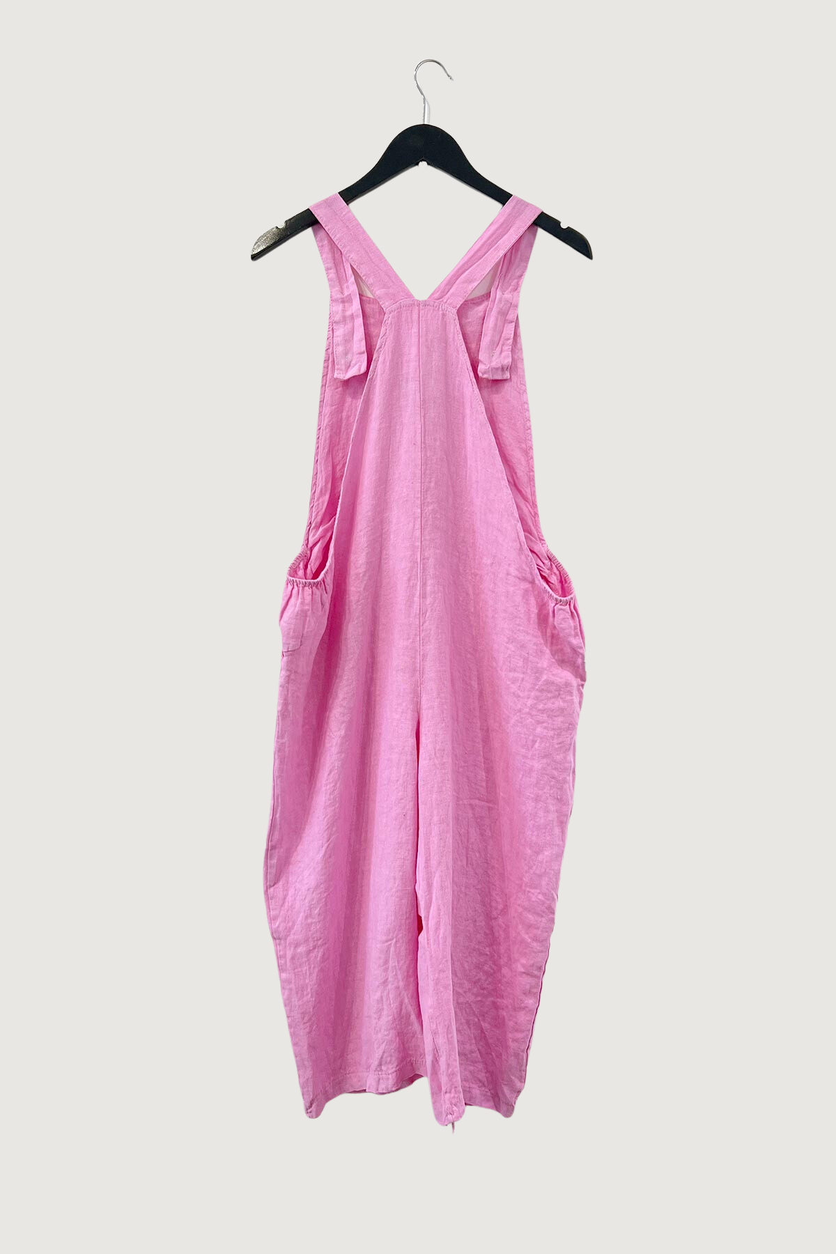 Mia Strada Linen Dungaree with Pockets In Cotton Pink
