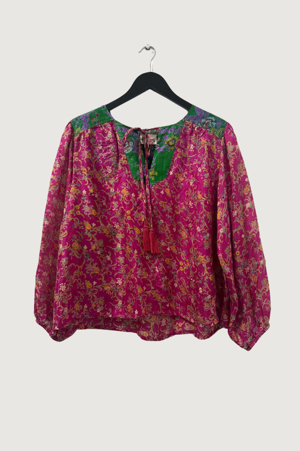 Pink Lemons Lolita Silk Blouse In Fuchsia Summer Blossom