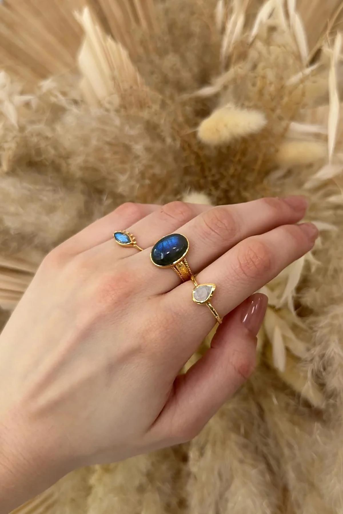 Ginandger Mathilde Adjustable Ring Labradorite