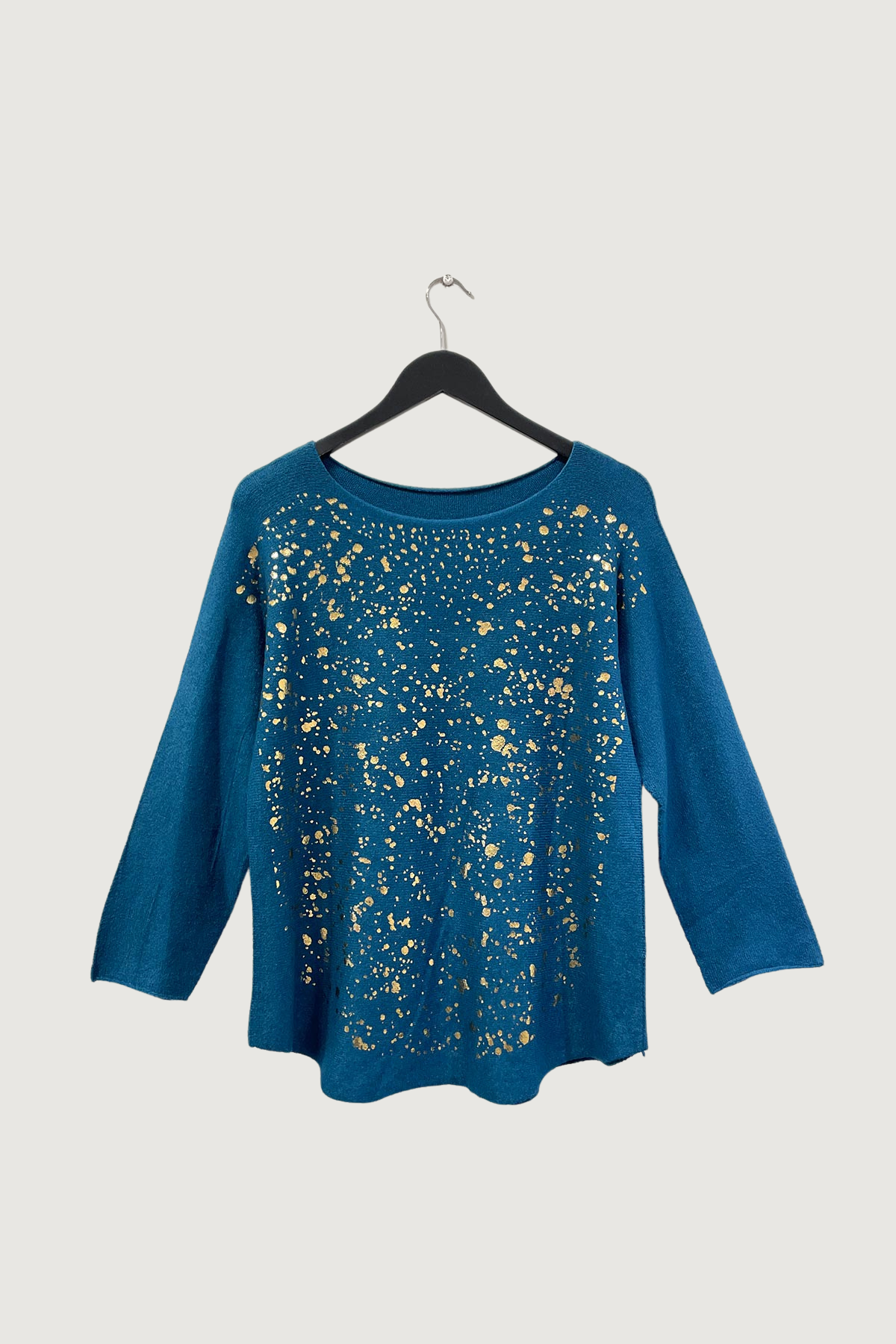 Mia Strada Gold Spots Seamless Softknit Jumper In Teal