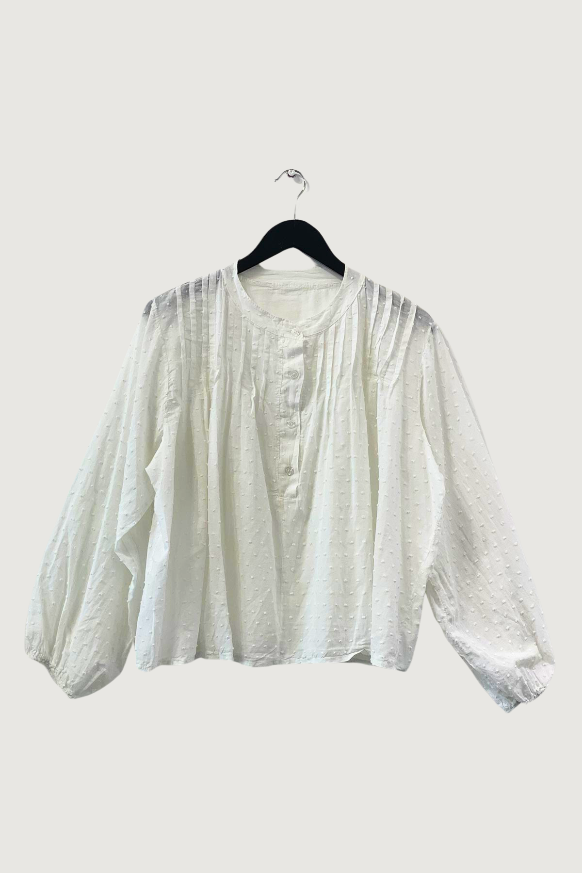 Mia Strada Swiss Dot Cotton Blouse In White