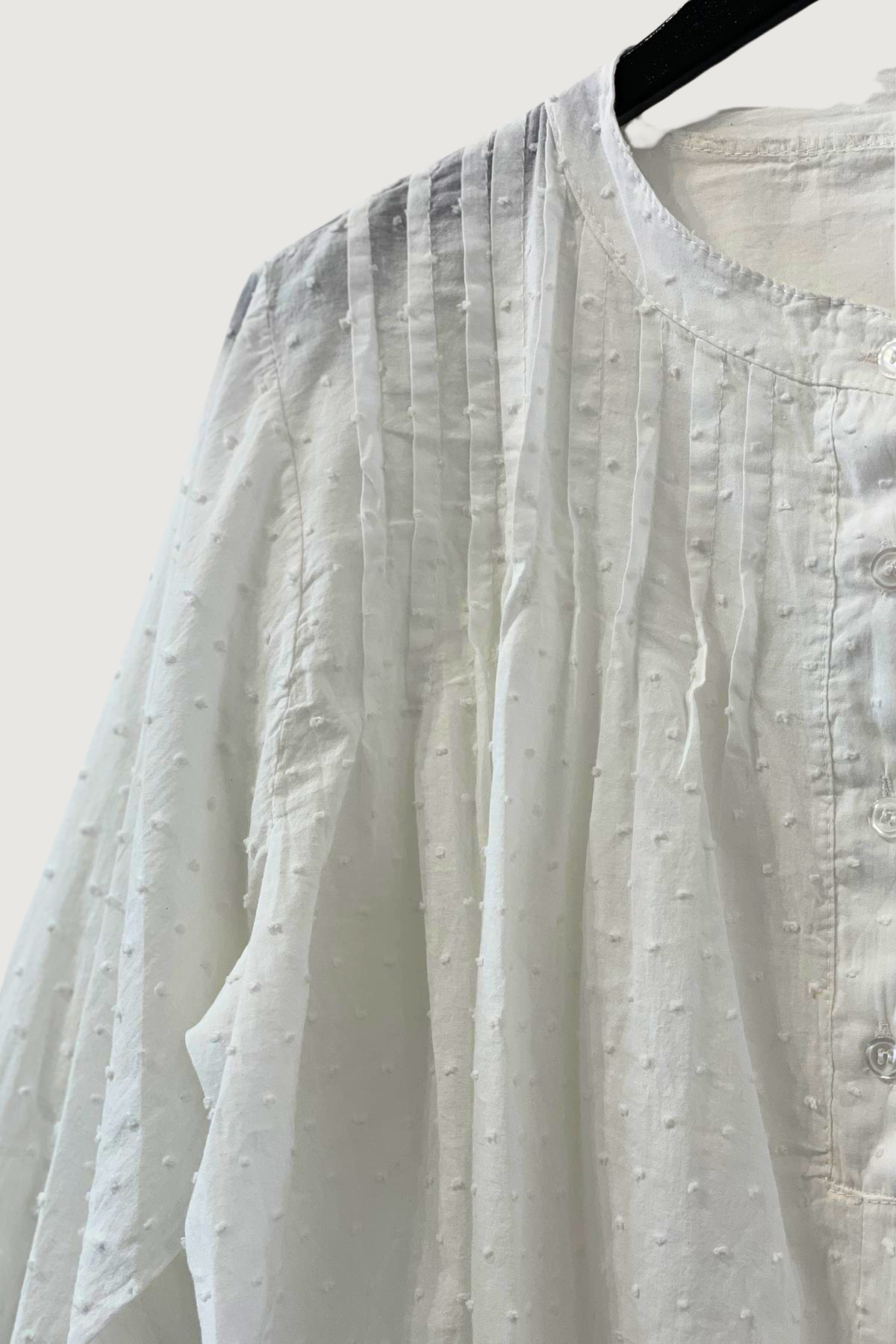 Mia Strada Swiss Dot Cotton Blouse In White