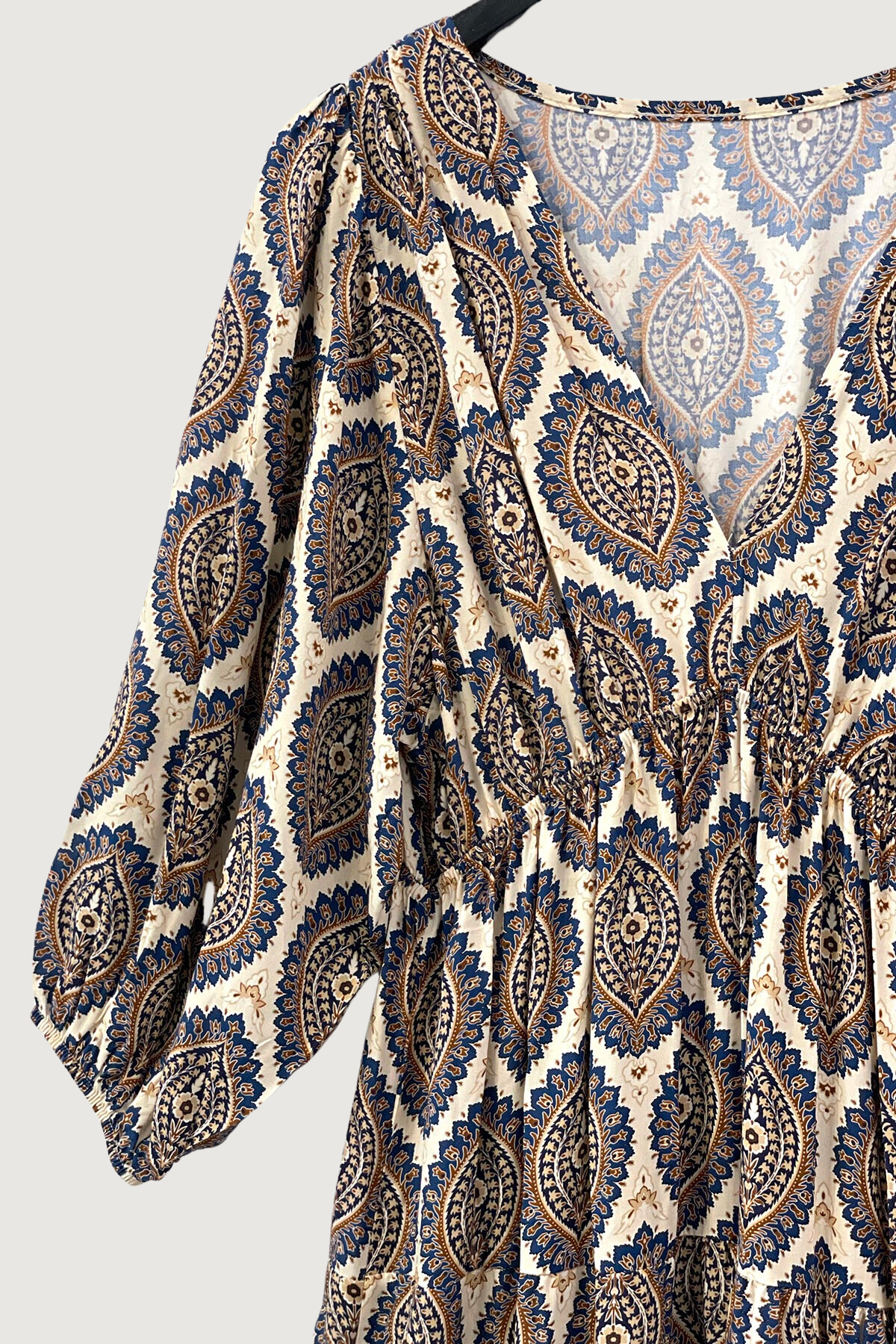 Mia Strada Leaf Print Midi Dress In Navy