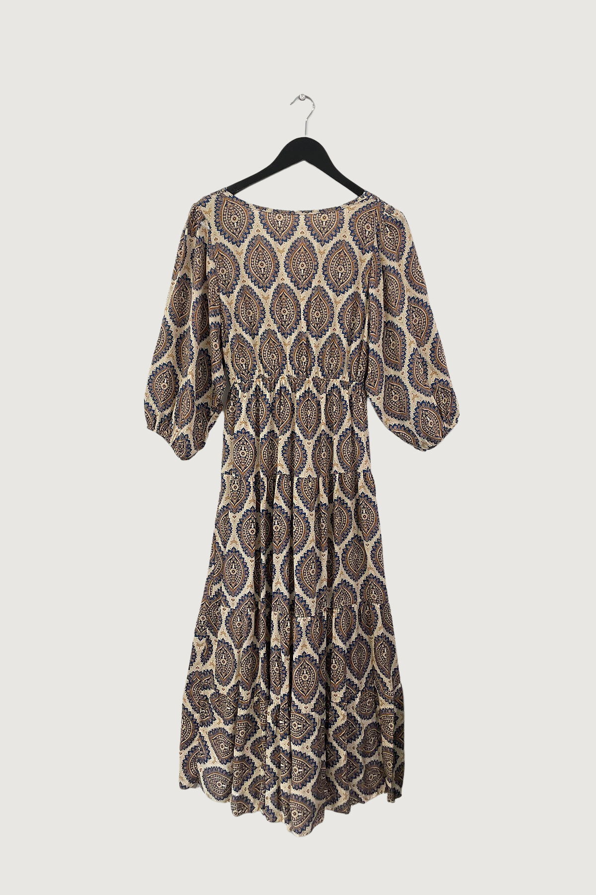 Mia Strada Leaf Print Midi Dress In Navy