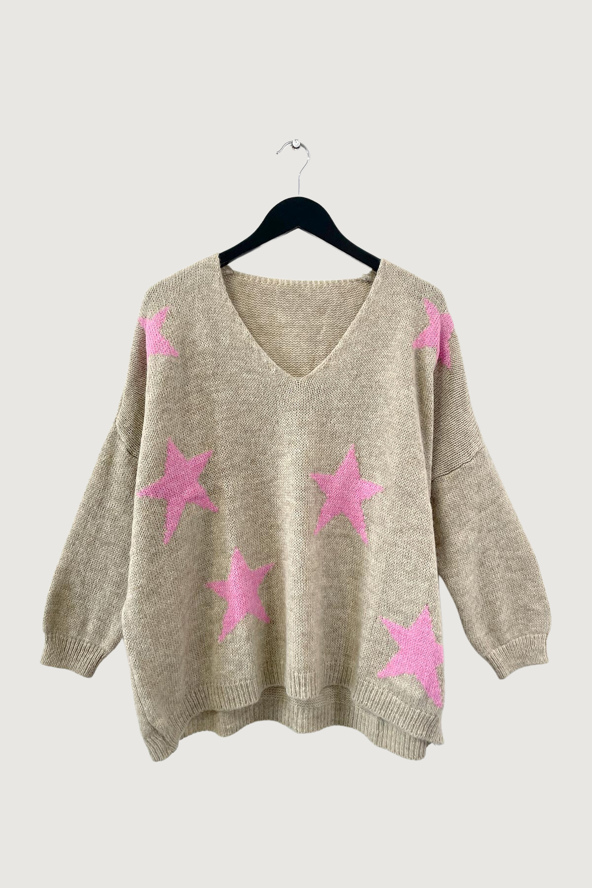 Mia Strada Oversized Star Jumper In Cream