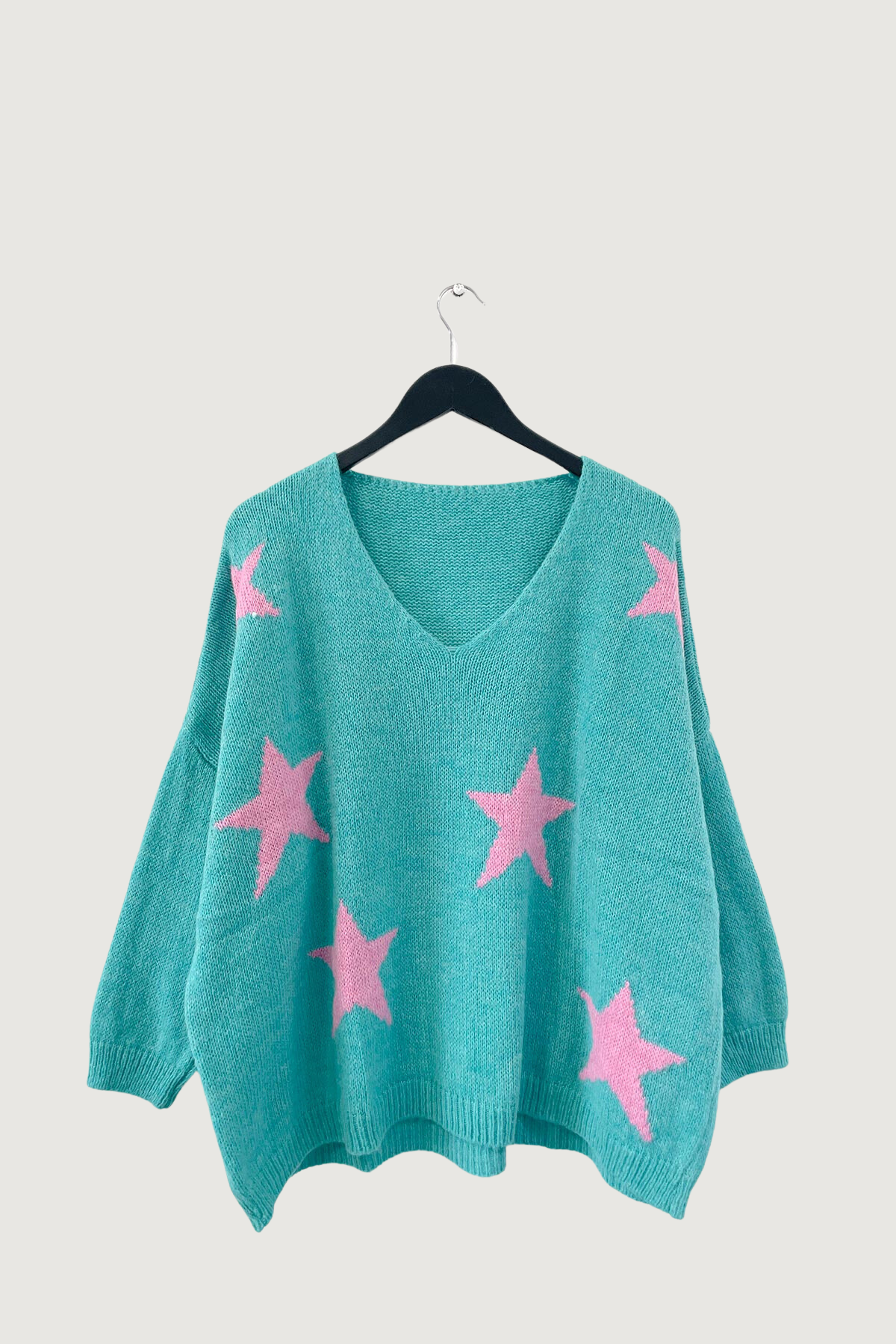 Mia Strada Oversized Star Jumper In Turquoise