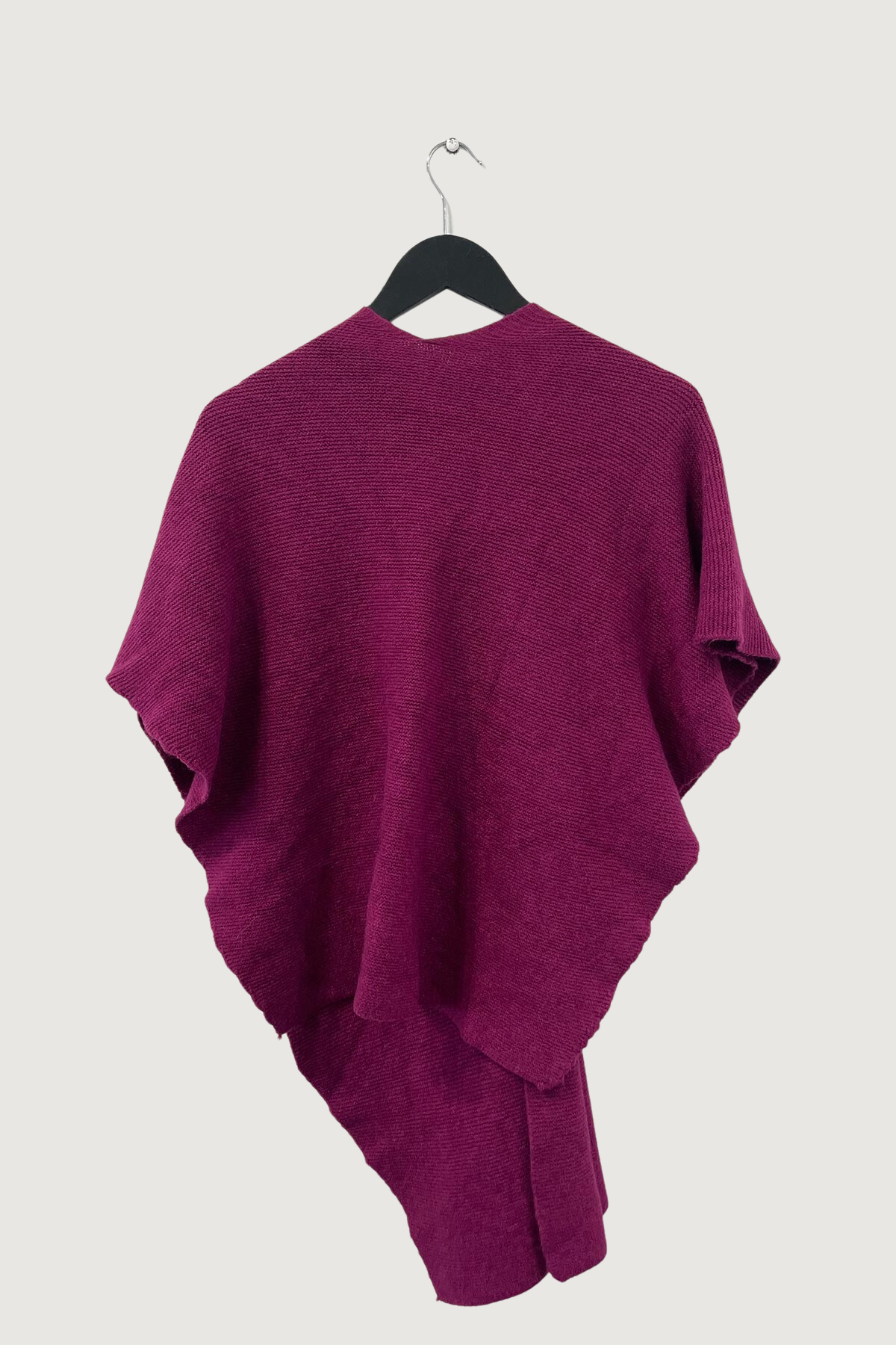 Mia Strada Super-soft Knitted Cape Shawl In Berry Red