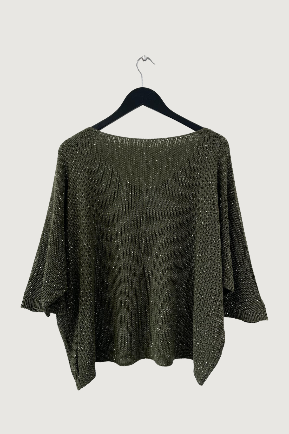 Mia Strada Super-soft Sparkly Reversible Knitted Top In Forest Green