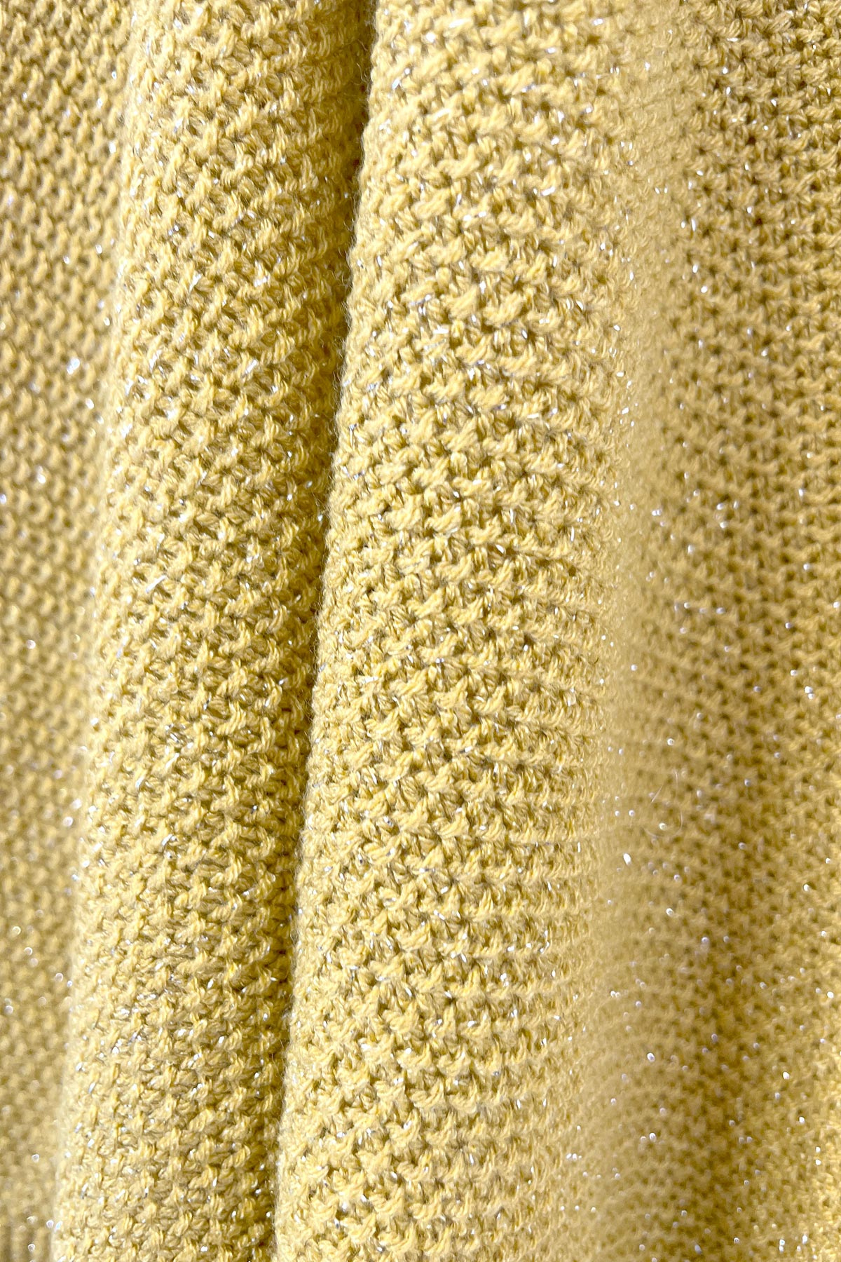 Mia Strada Super-soft Sparkly Reversible Knitted Top In Mustard Yellow