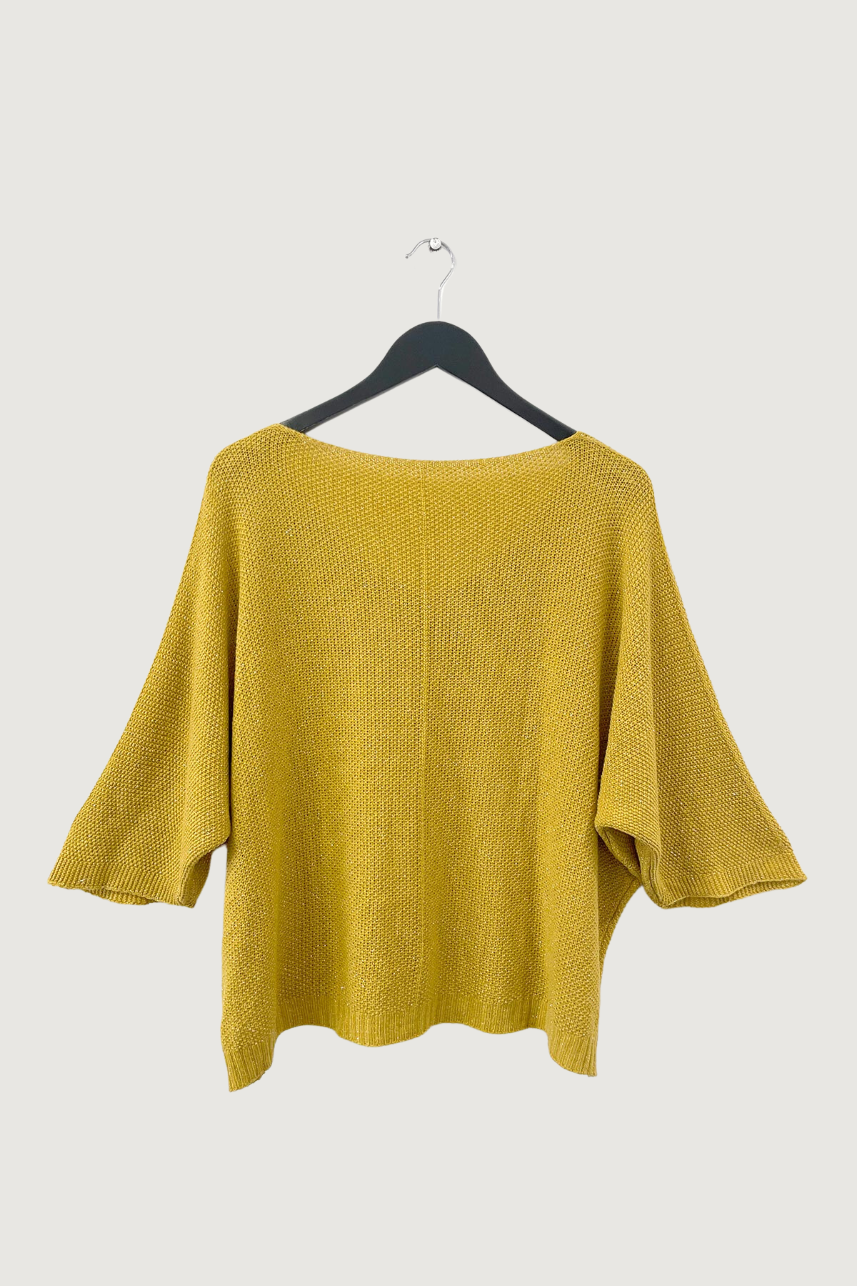 Mia Strada Super-soft Sparkly Reversible Knitted Top In Mustard Yellow