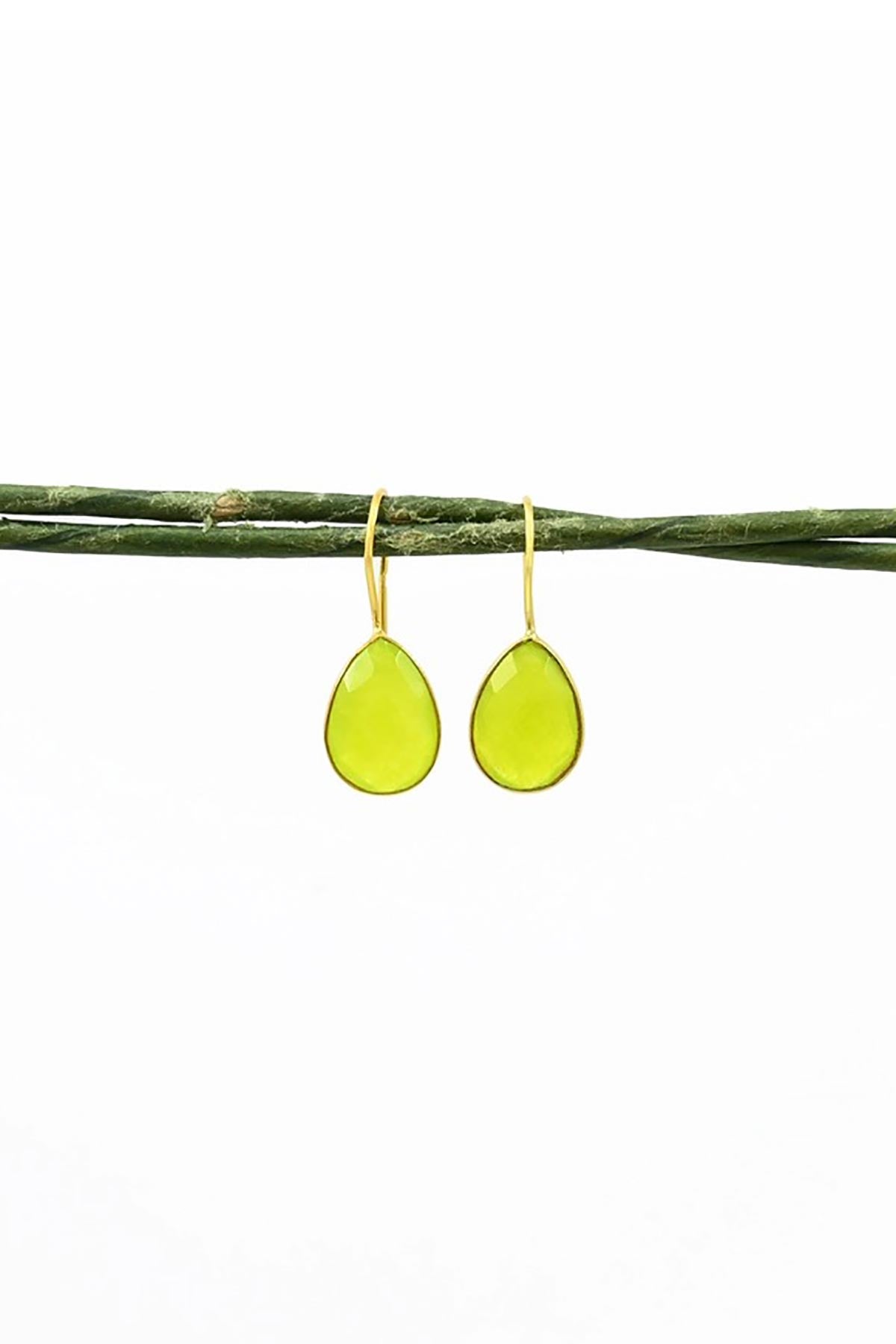 Noyre Berlin Teardrop Gemstone Earring - Neon Green Jade