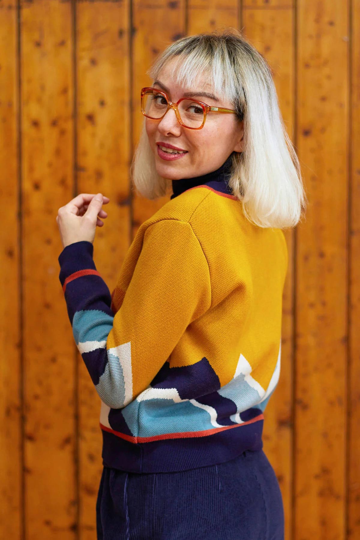 Palava Vera Mustard Sunset Peaks Jacquard Cardigan