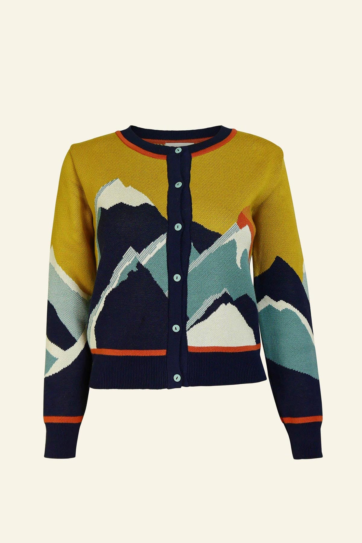 Palava Vera Mustard Sunset Peaks Jacquard Cardigan