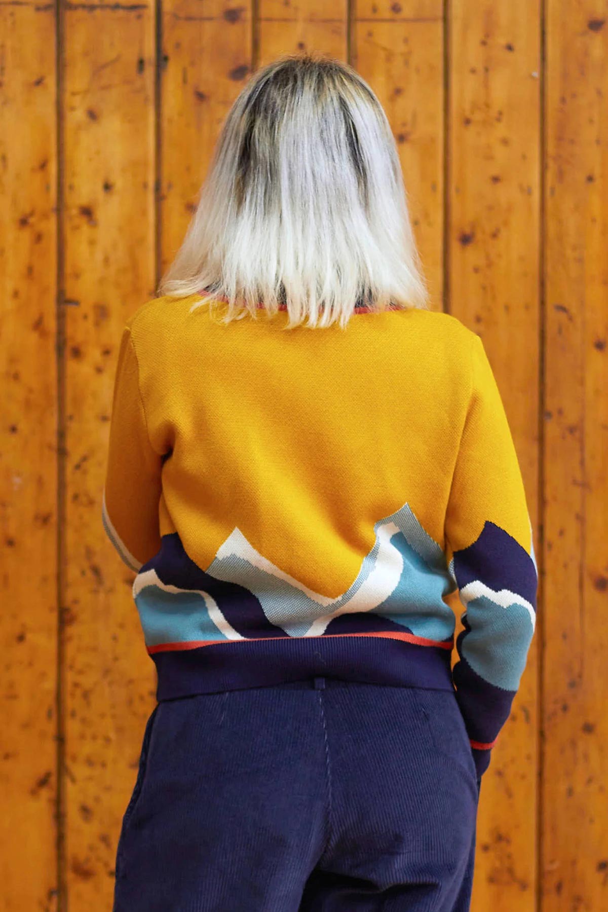 Palava Vera Mustard Sunset Peaks Jacquard Cardigan