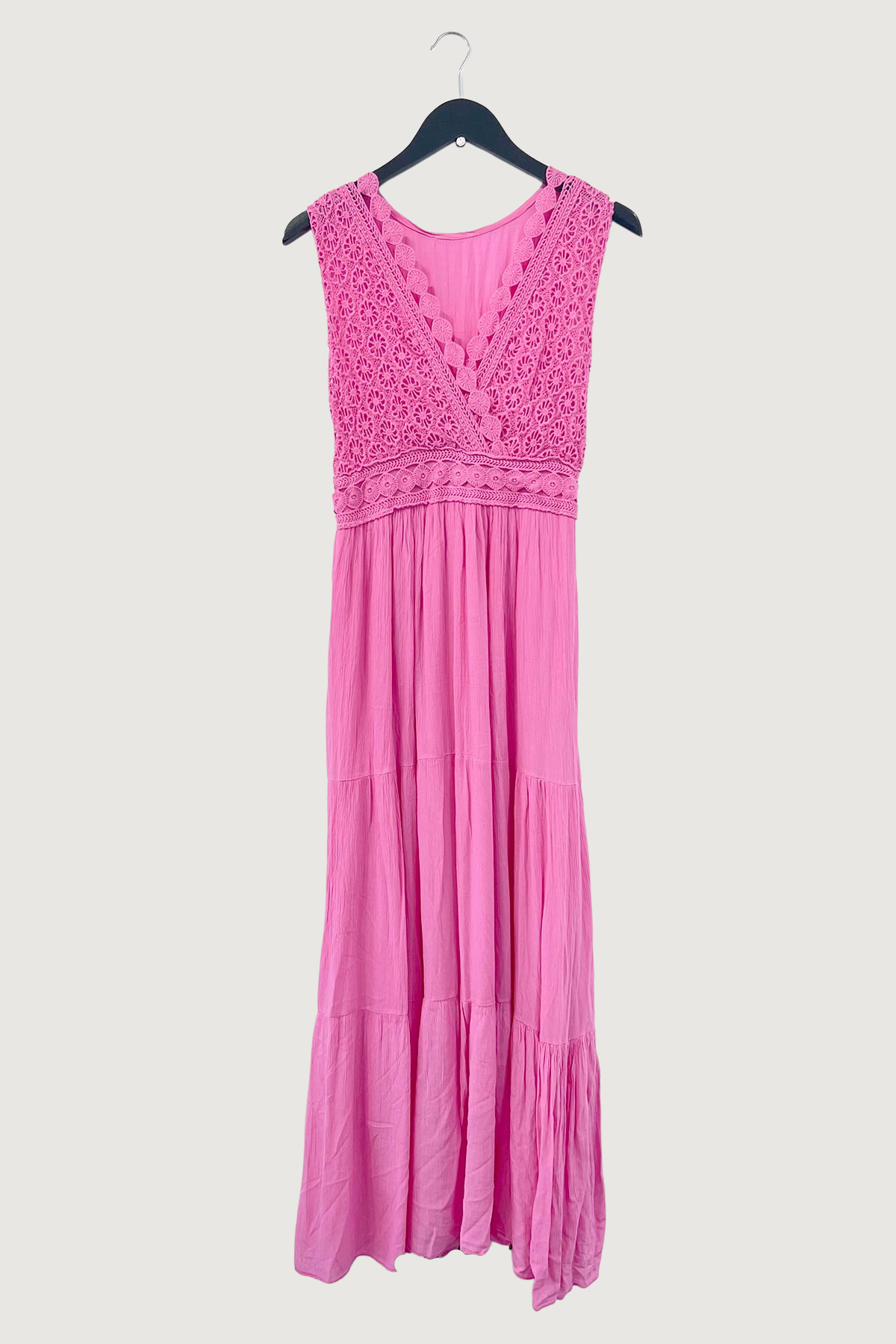Mia Strada Sleeveless Lace Front Maxi Dress in Pink