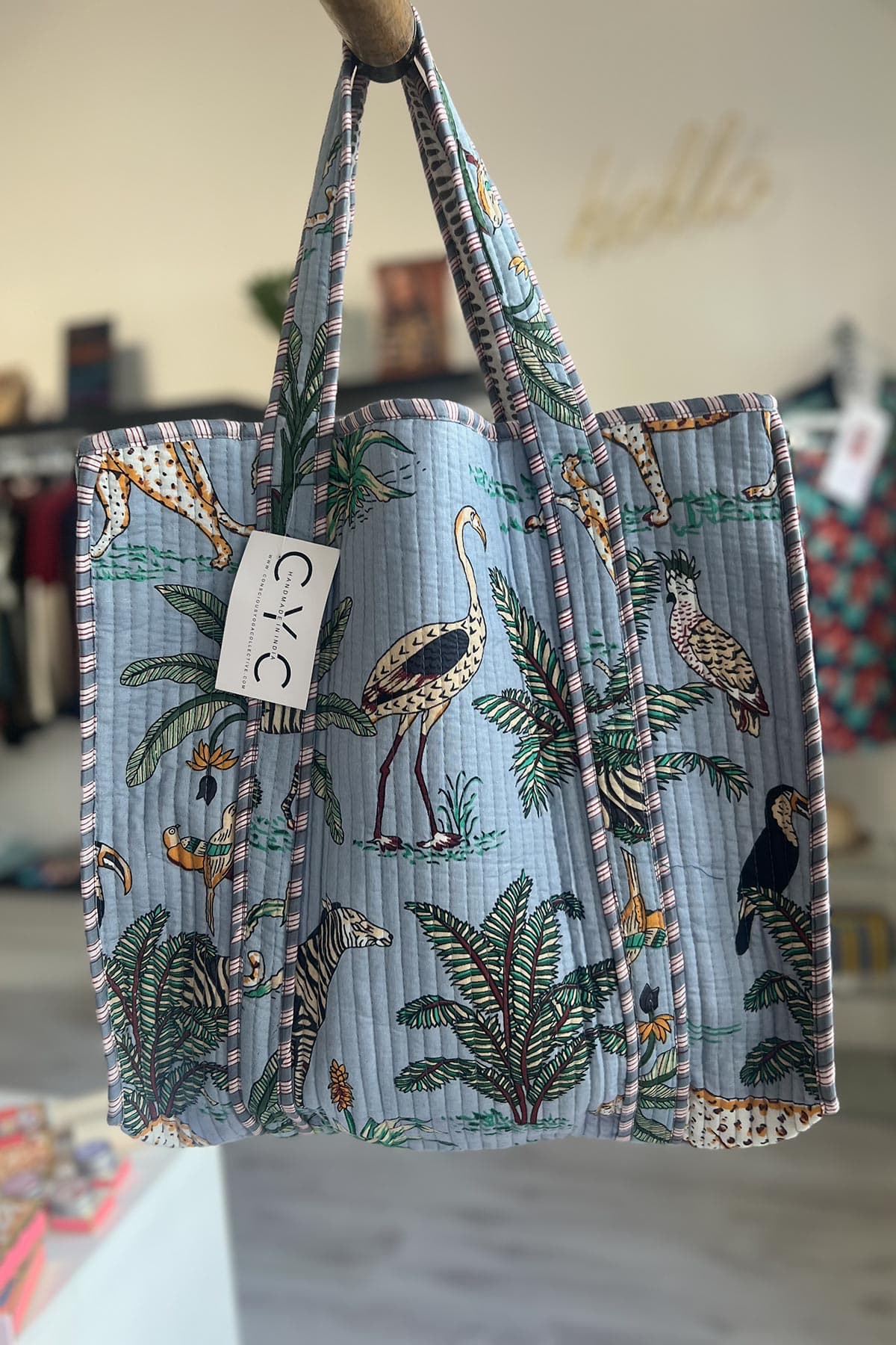 Conscious Yoga Collective The Ultimate Jungle Tote In Duck Egg Blue