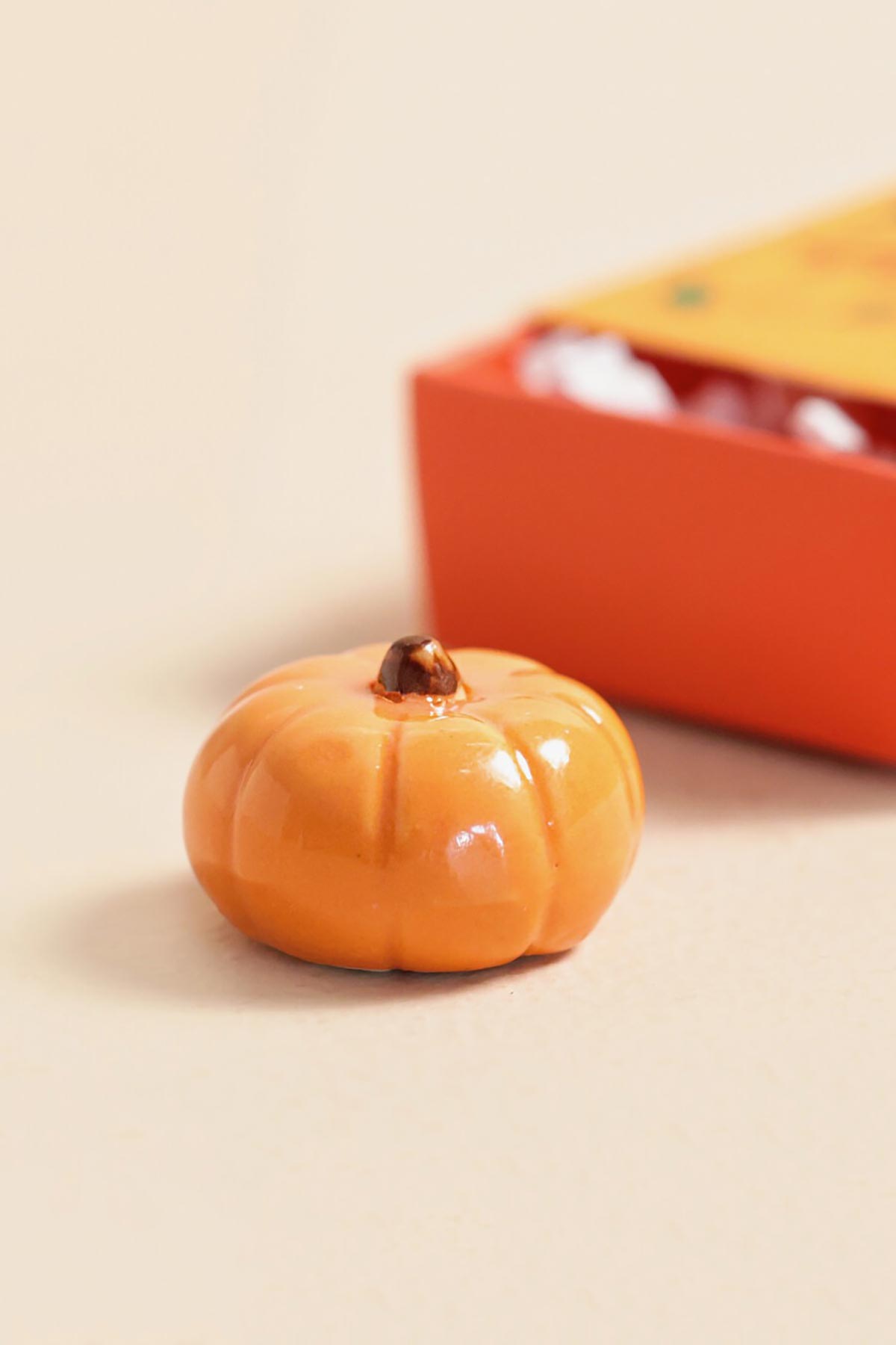 Lisa Angel Tiny Matchbox Ceramic Pumpkin Token